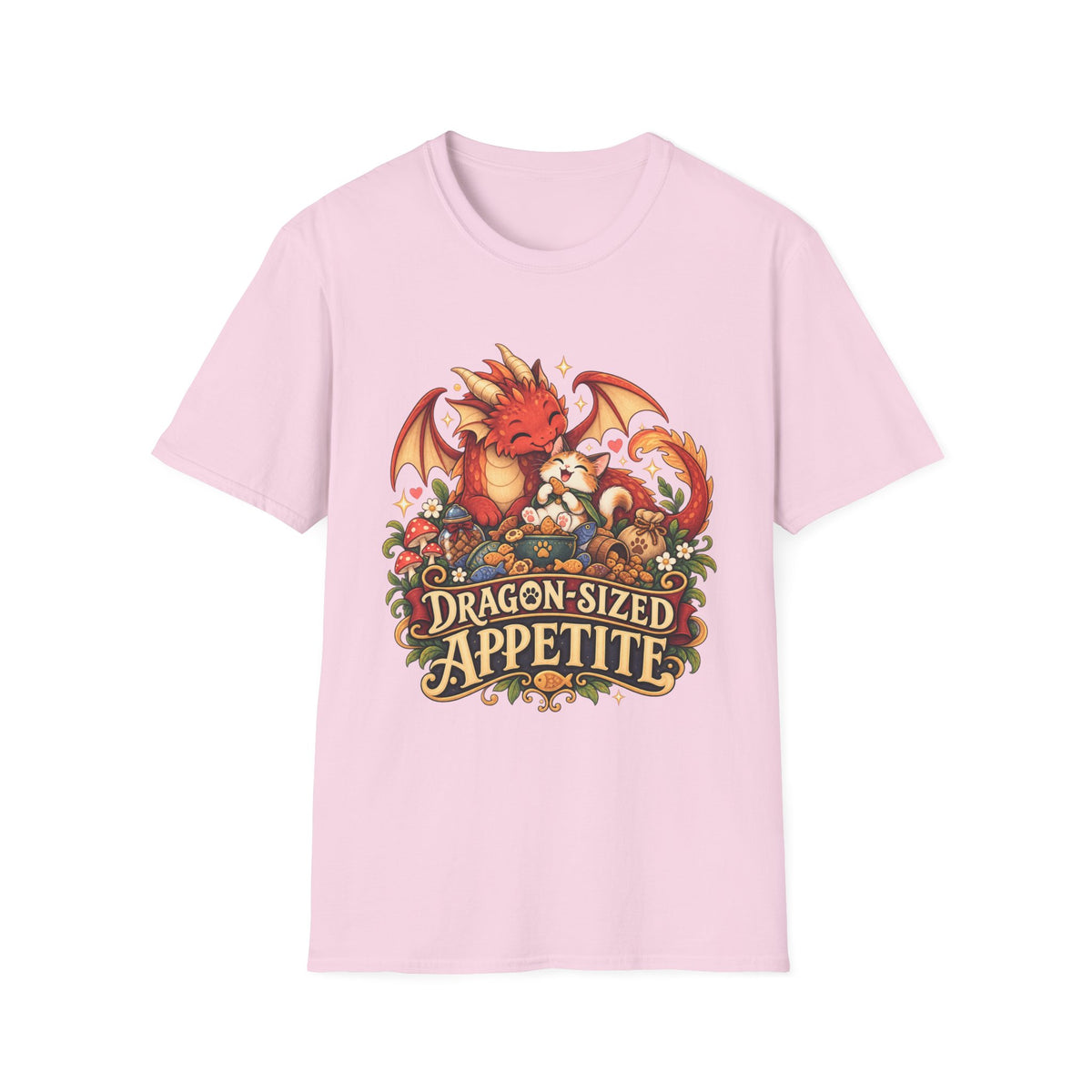 Dragon-Sized Appetite T-Shirt — Cute Dragon with Fox Comfort Tee