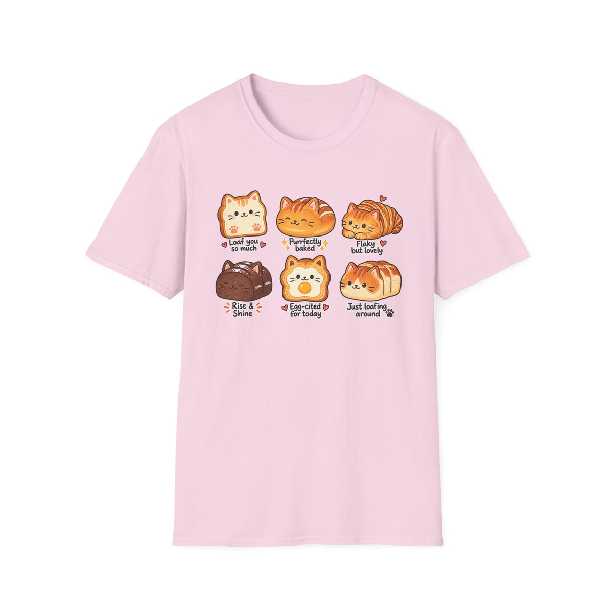 Cat Bread T-Shirt — Cute 'Loaf You So Much' Kawaii Bakery Cat Design