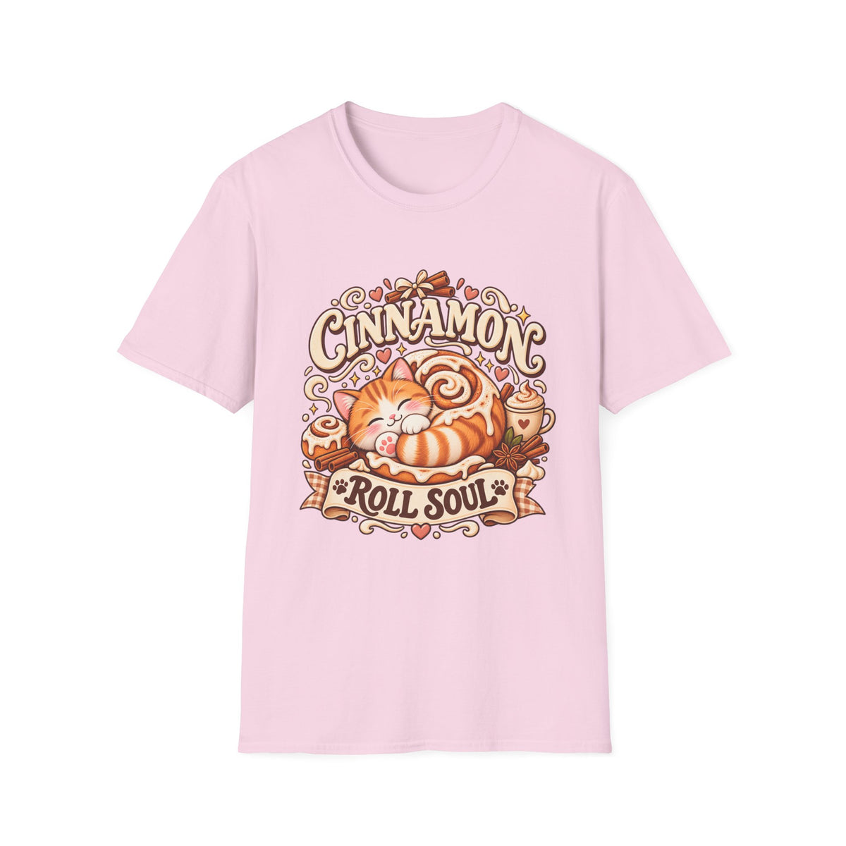 T-Shirt — "Cinnamon Roll Soul" Cute Cat & Pastry Graphic Tee