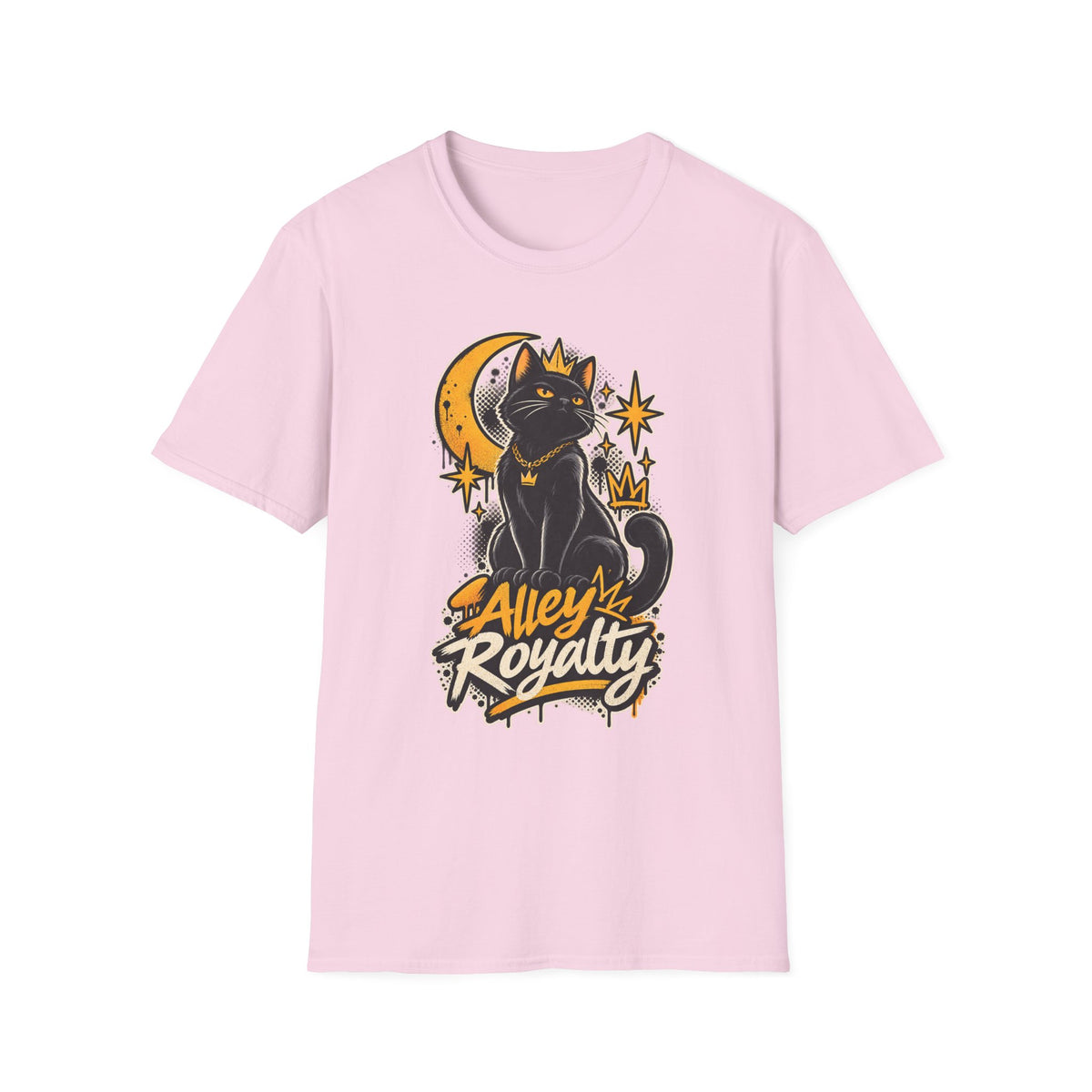 Alley Royalty T-Shirt — Black Cat Crown Moon Graphic Tee