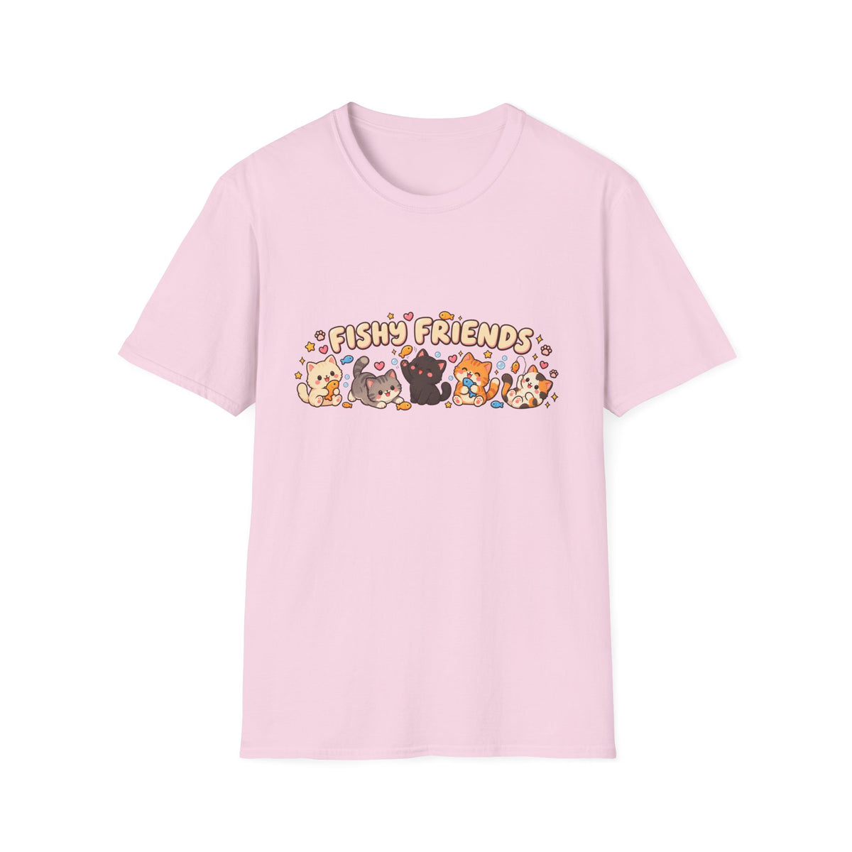 T-Shirt — Cute "Fishy Friends" Cat Graphic Tee | Kawaii Cat Lover Gift