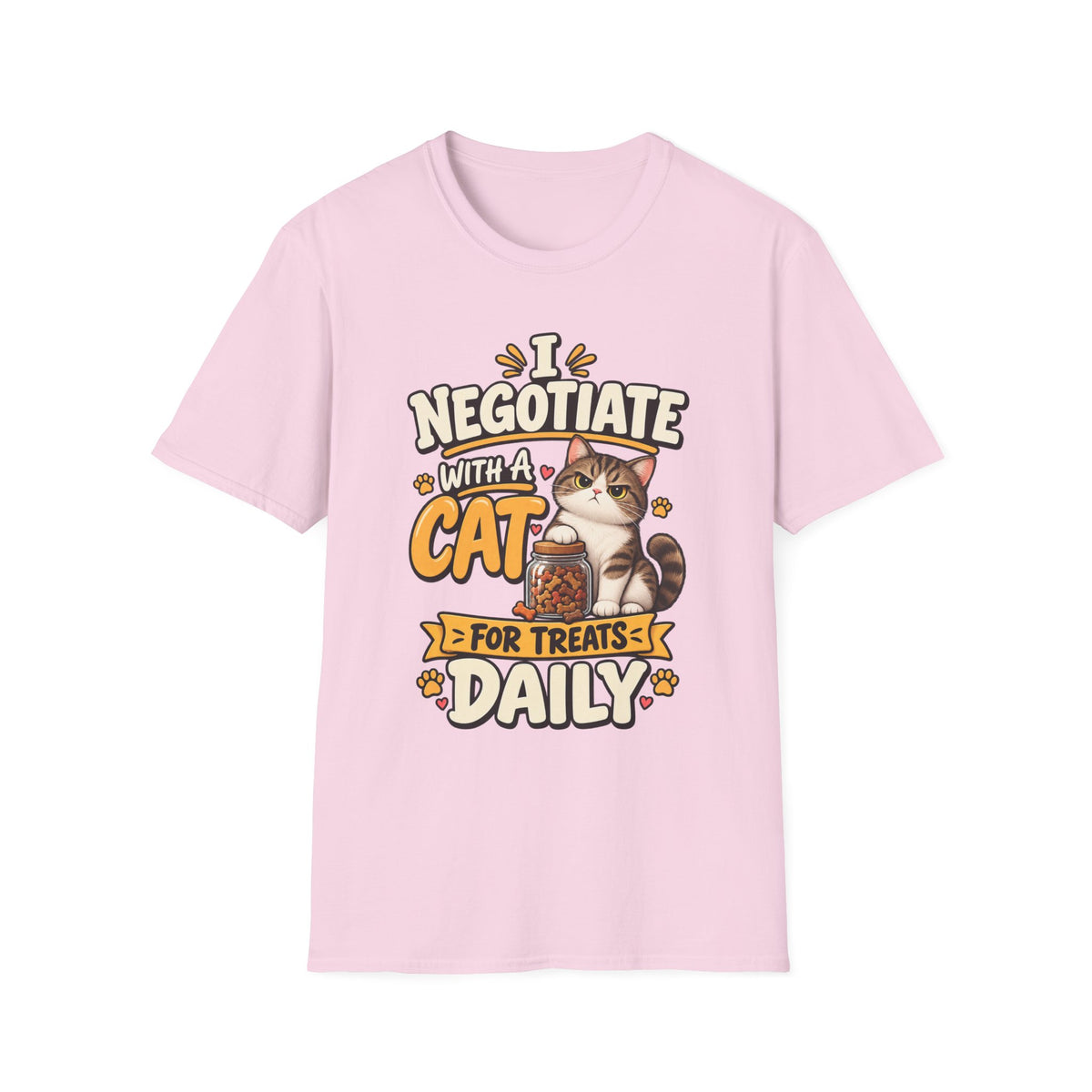 Cat Negotiator T-Shirt — "I Negotiate With A Cat For Treats Daily" Cute Cat Lover Tee
