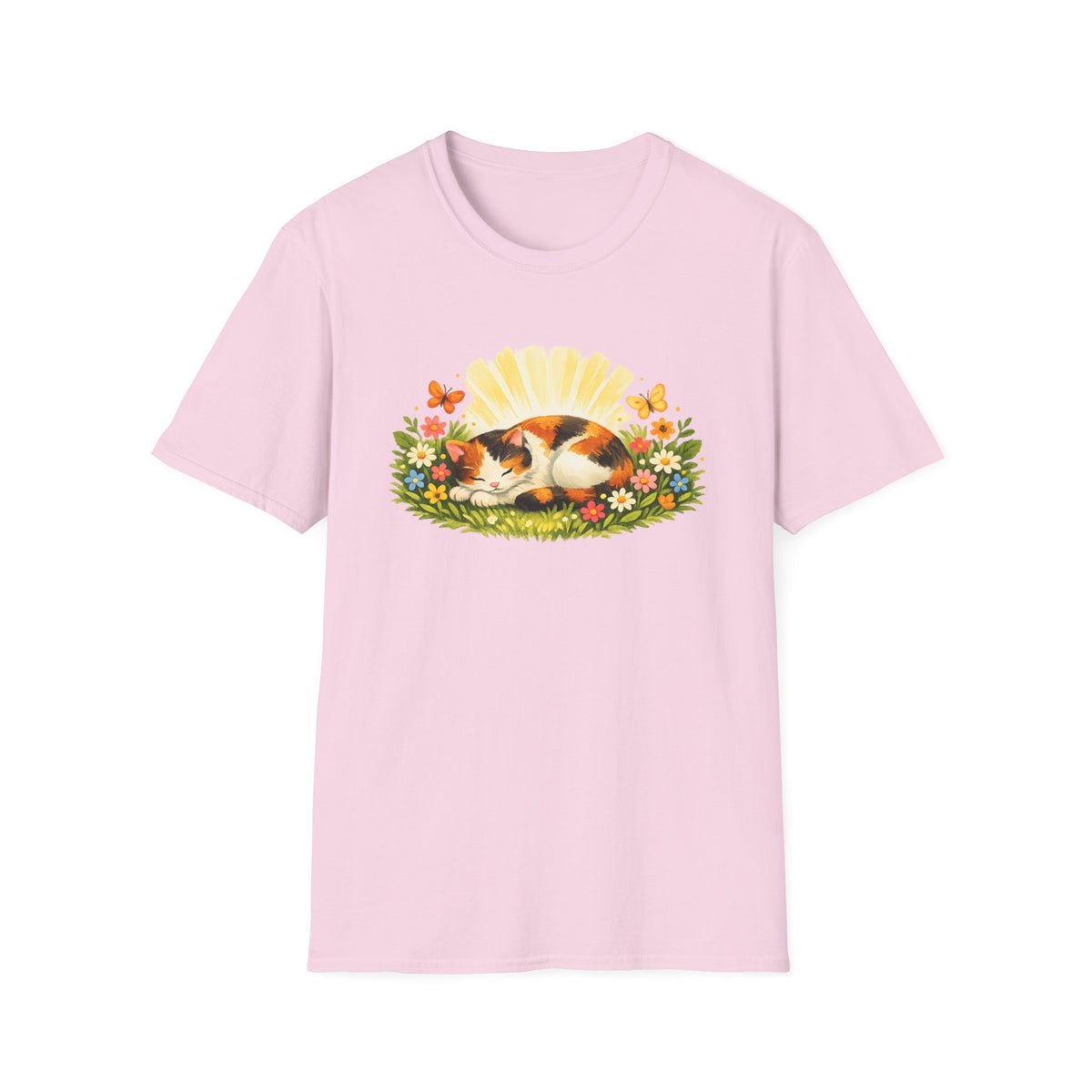 Calico Cat in Wildflower Sunrise T-Shirt