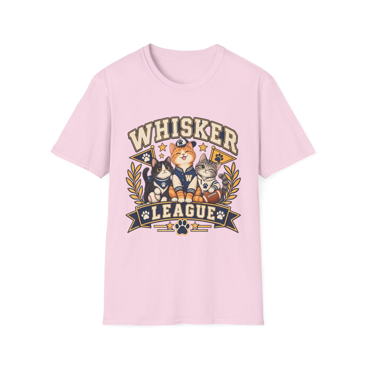 Whisker League Cat T-Shirt — Vintage Athletic Kitten Crew Tee