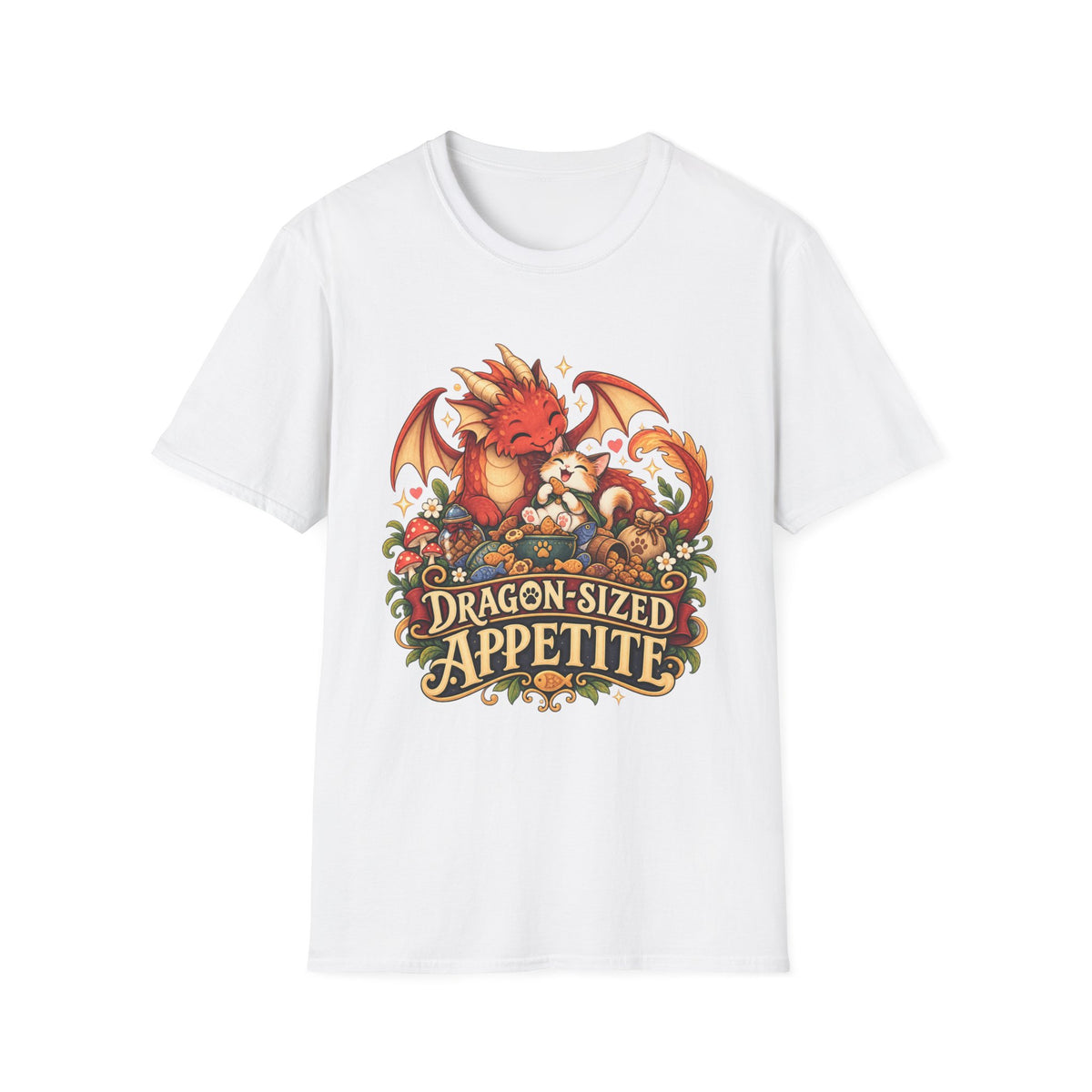 Dragon-Sized Appetite T-Shirt — Cute Dragon with Fox Comfort Tee