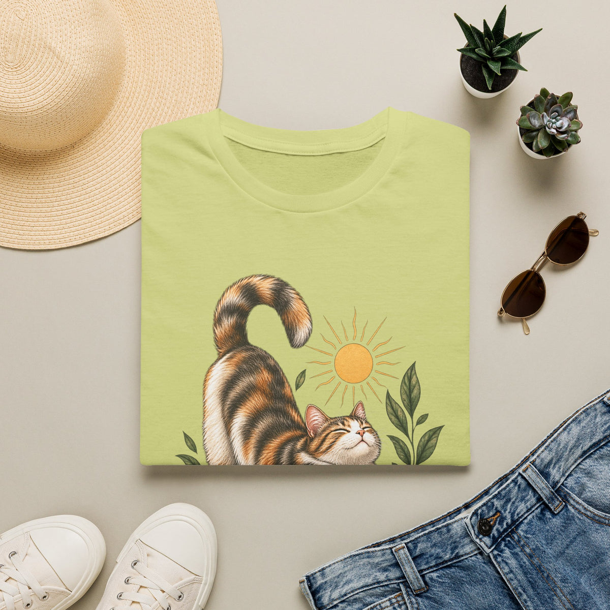 Cat Stretch T-Shirt — Whisker Sunshine Graphic Tee