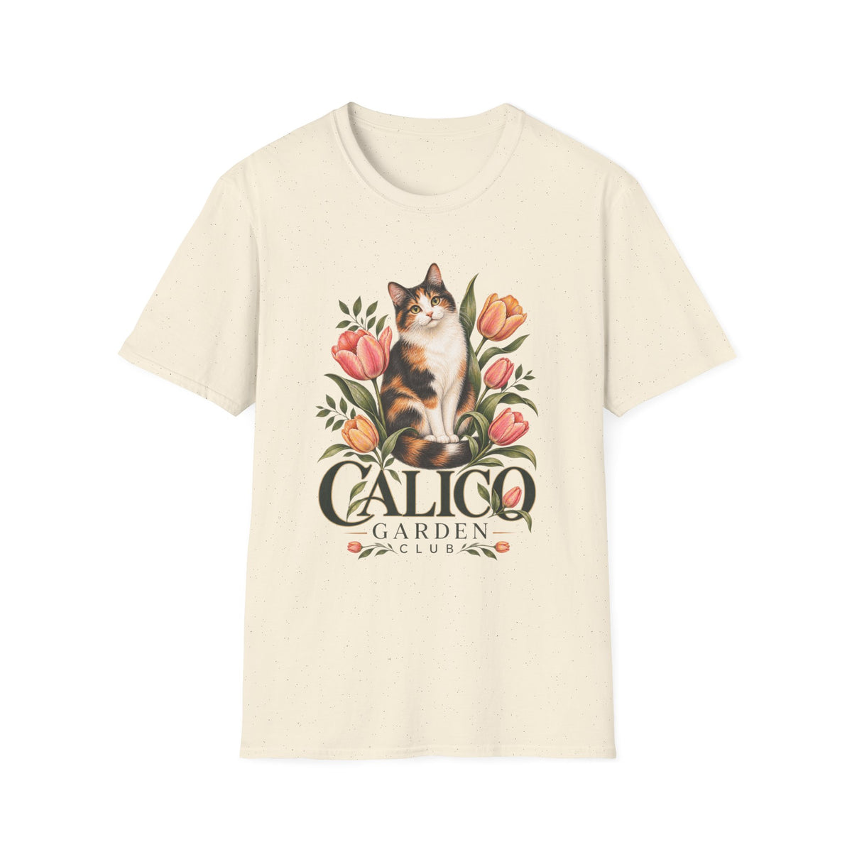 Calico Garden Cat T-Shirt — Floral Cat Lover Tee