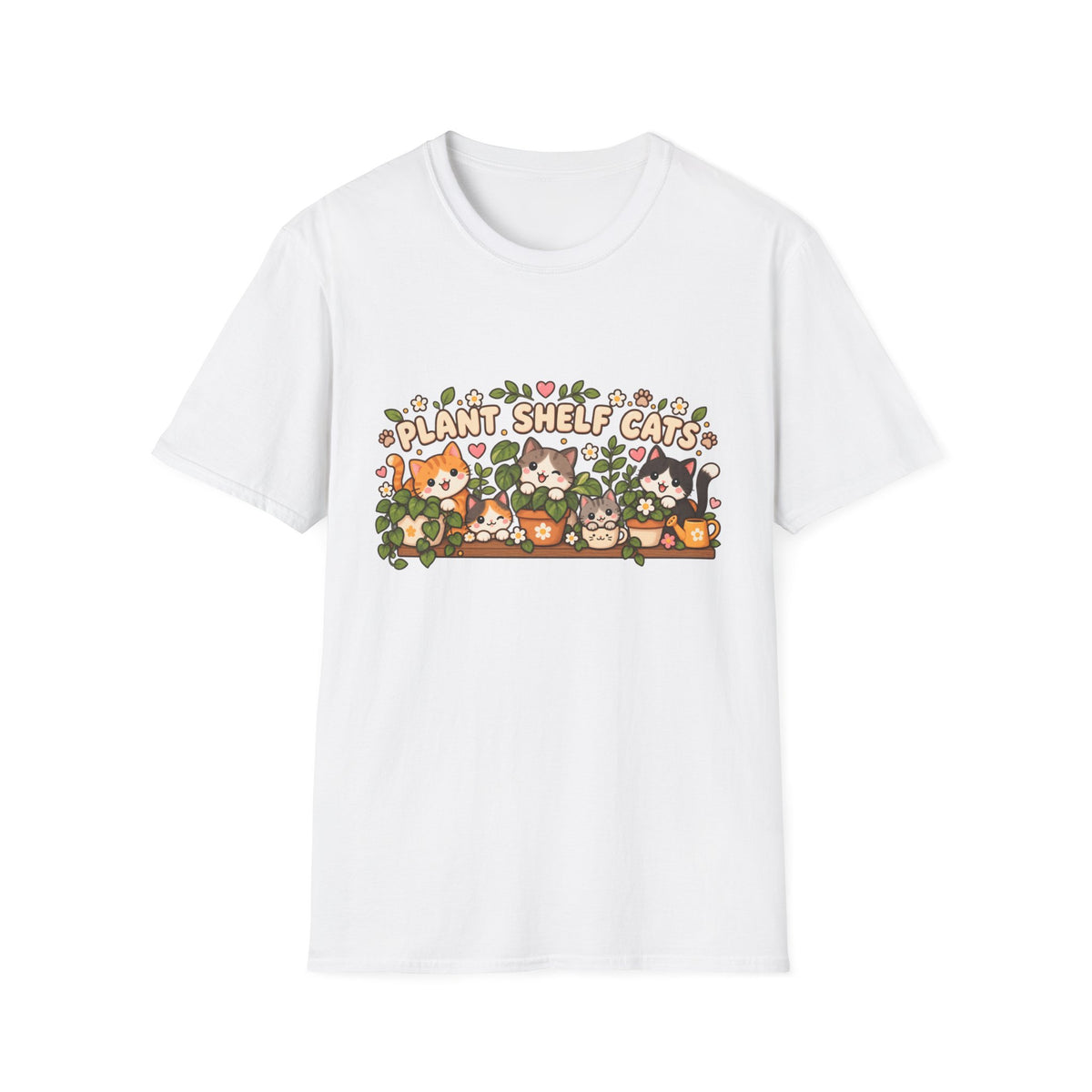 Plant Shelf Cats T-Shirt — Cute Houseplant & Cat Graphic Tee