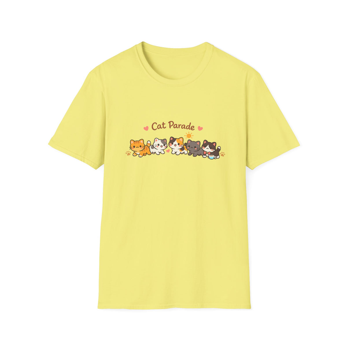 Cat Parade T-Shirt — Cute Kittens Graphic Tee for Cat Lovers