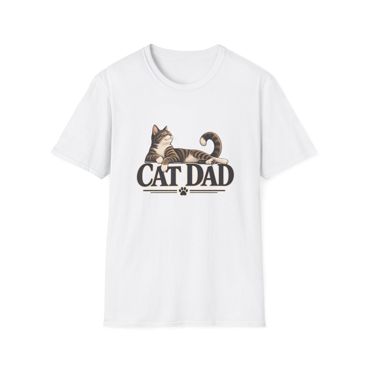 Cat Dad T-Shirt — Relaxed Tabby Cat Graphic Tee for Cat Lovers