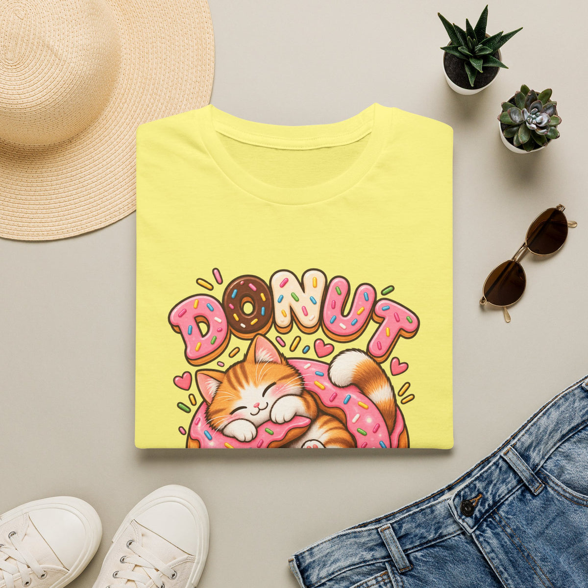Donut Disturb Cat T-Shirt — Cute Sleeping Kitty Donut Graphic Tee