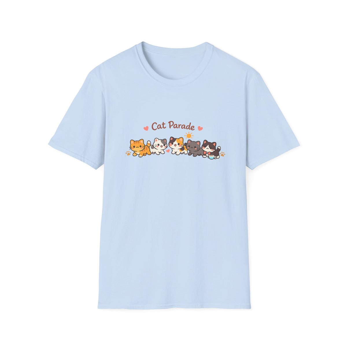 Cat Parade T-Shirt — Cute Kittens Graphic Tee for Cat Lovers