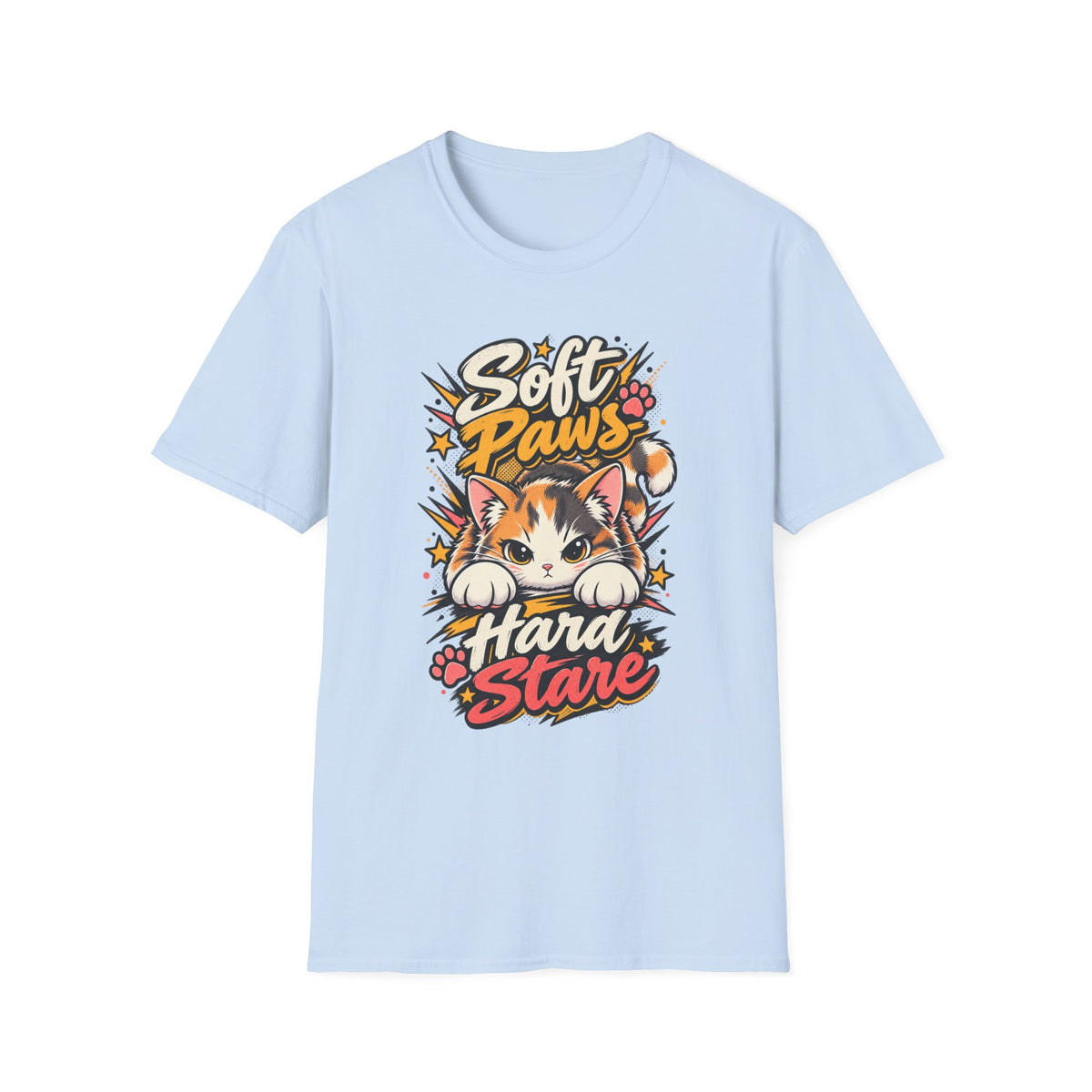 Soft Paws Cat T-Shirt — "Soft Paws, Hard Stare" Cute Cat Graphic Tee