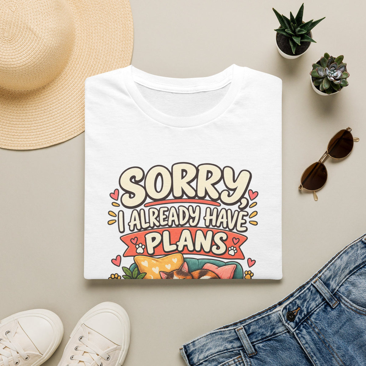 Sorry I Already Have Plans With My Cat T-Shirt — Cute Cat Lover Tee
