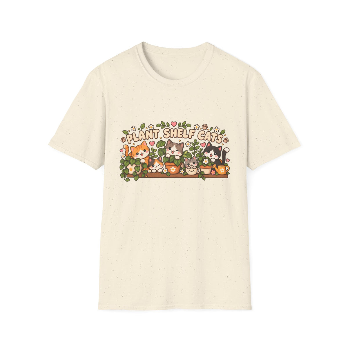 Plant Shelf Cats T-Shirt — Cute Houseplant & Cat Graphic Tee