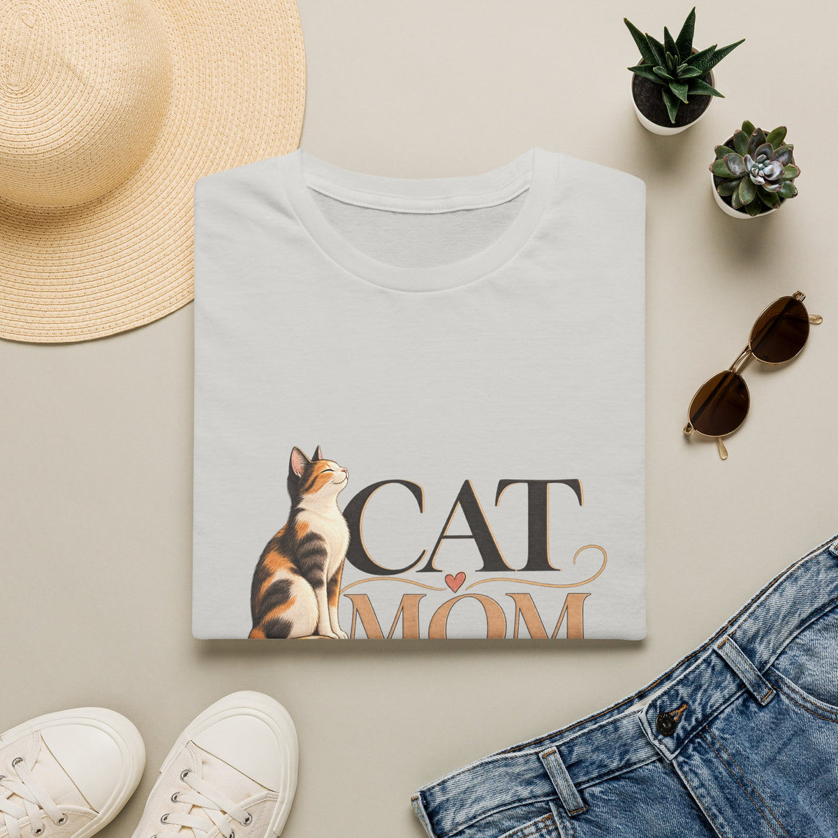 Cat Mom T‑Shirt — Cute Calico Cat Graphic Tee for Cat Lovers