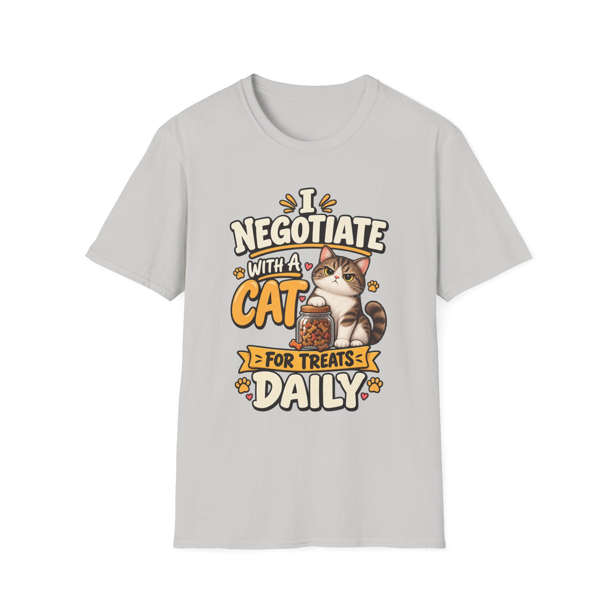 Cat Negotiator T-Shirt — "I Negotiate With A Cat For Treats Daily" Cute Cat Lover Tee