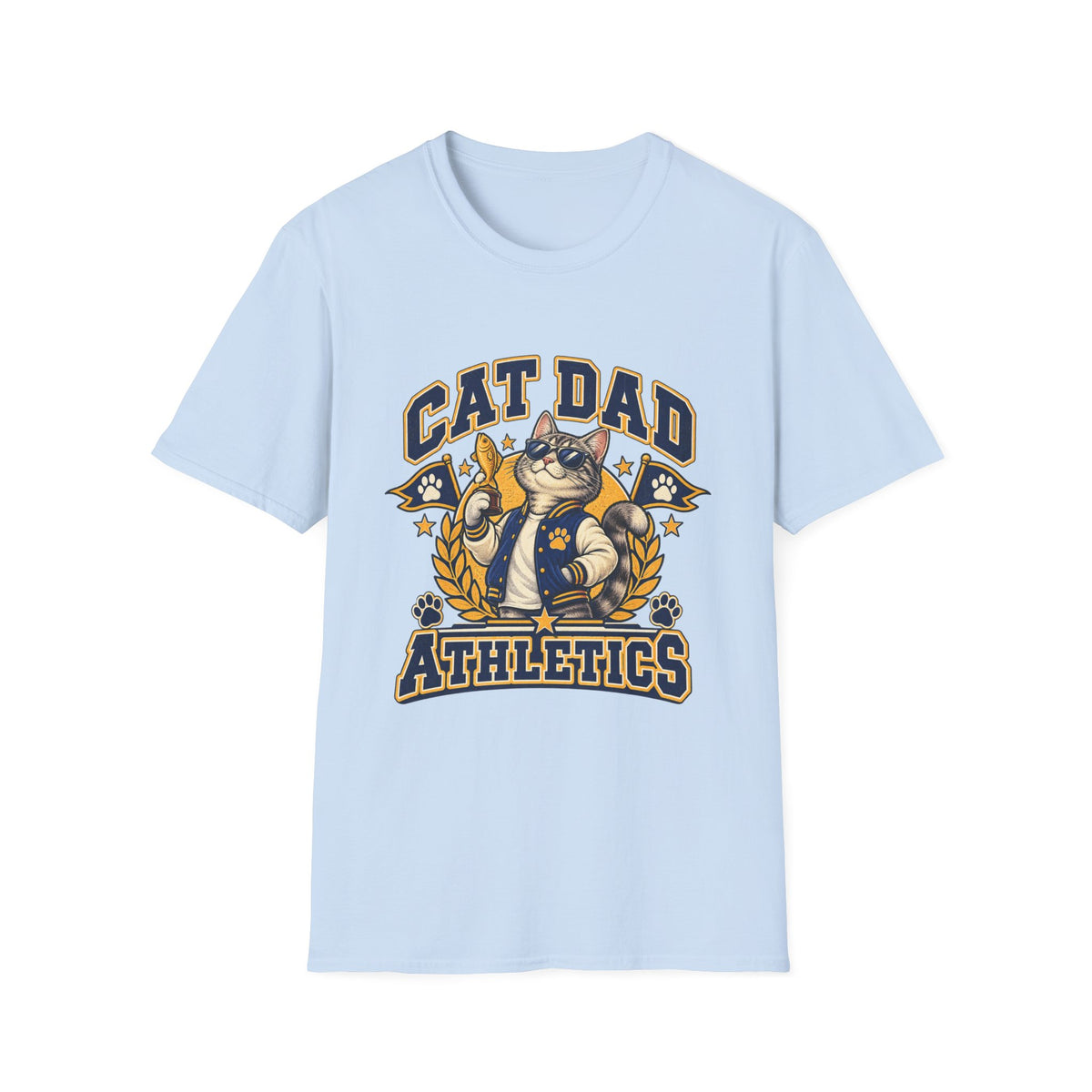 Cat Dad T-Shirt — Retro Athletic Cat Dad Graphic Tee