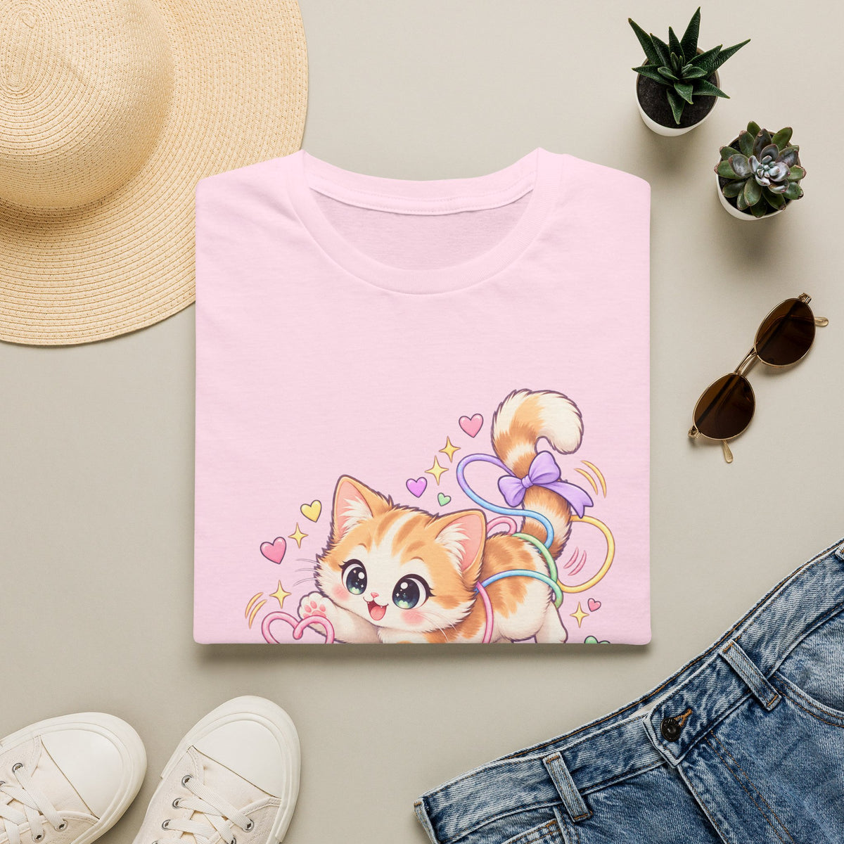 Cute Kitten Graphic T-Shirt — "Tiny Chaos" Pastel Cat Design