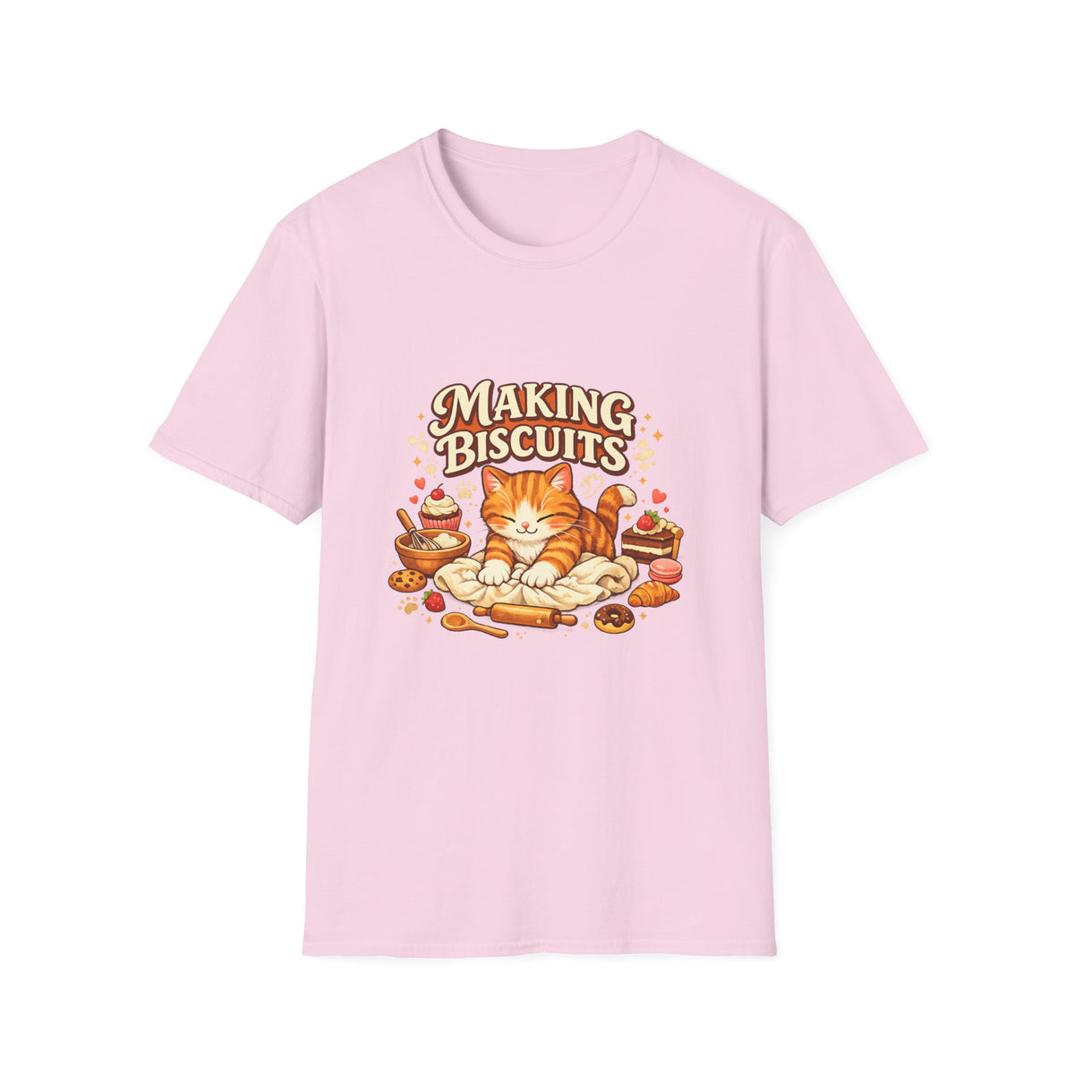 T-Shirt — "Making Biscuits" Cute Cat Graphic Tee — Cozy Cat Mom Gift