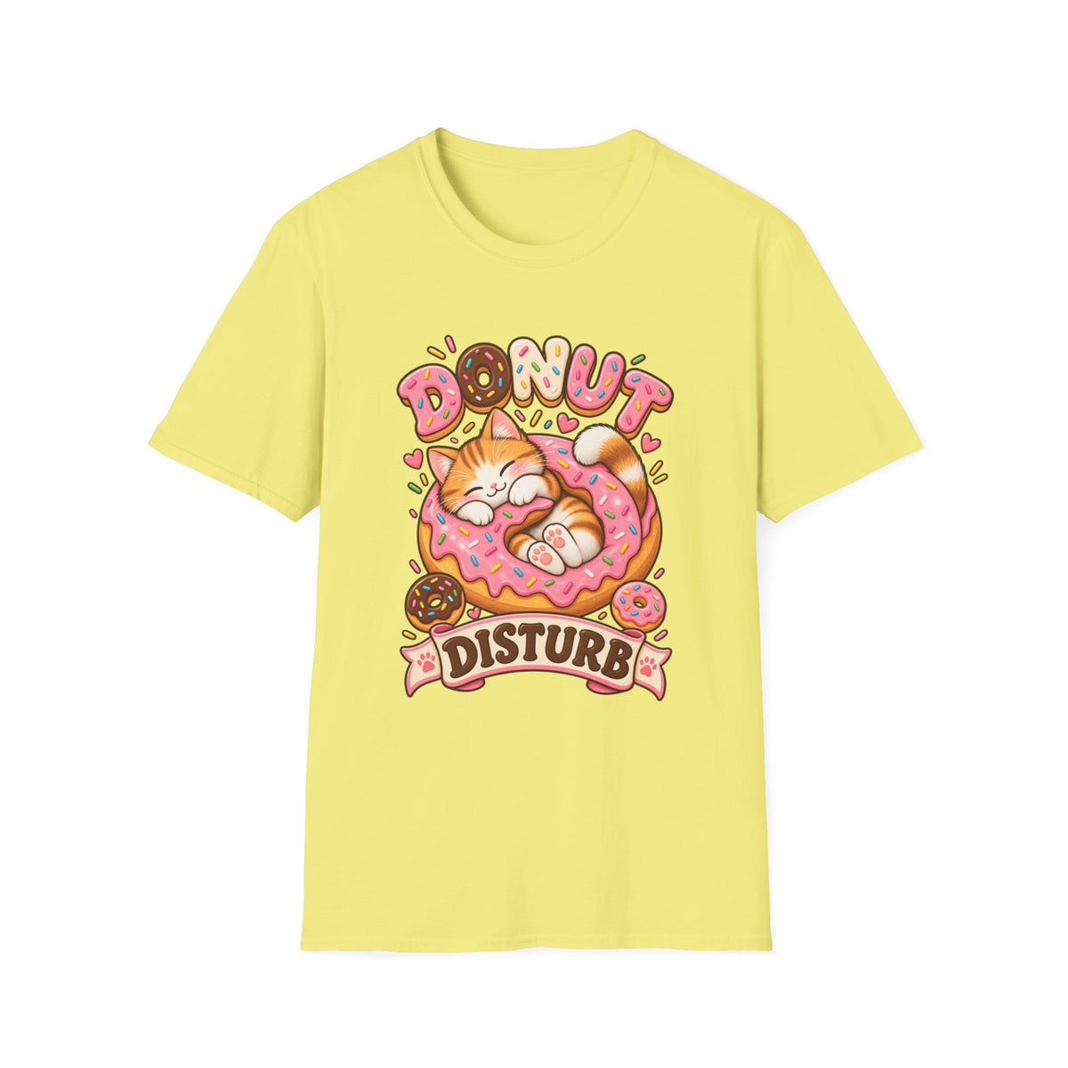 Donut Disturb Cat T-Shirt — Cute Sleeping Kitty Donut Graphic Tee