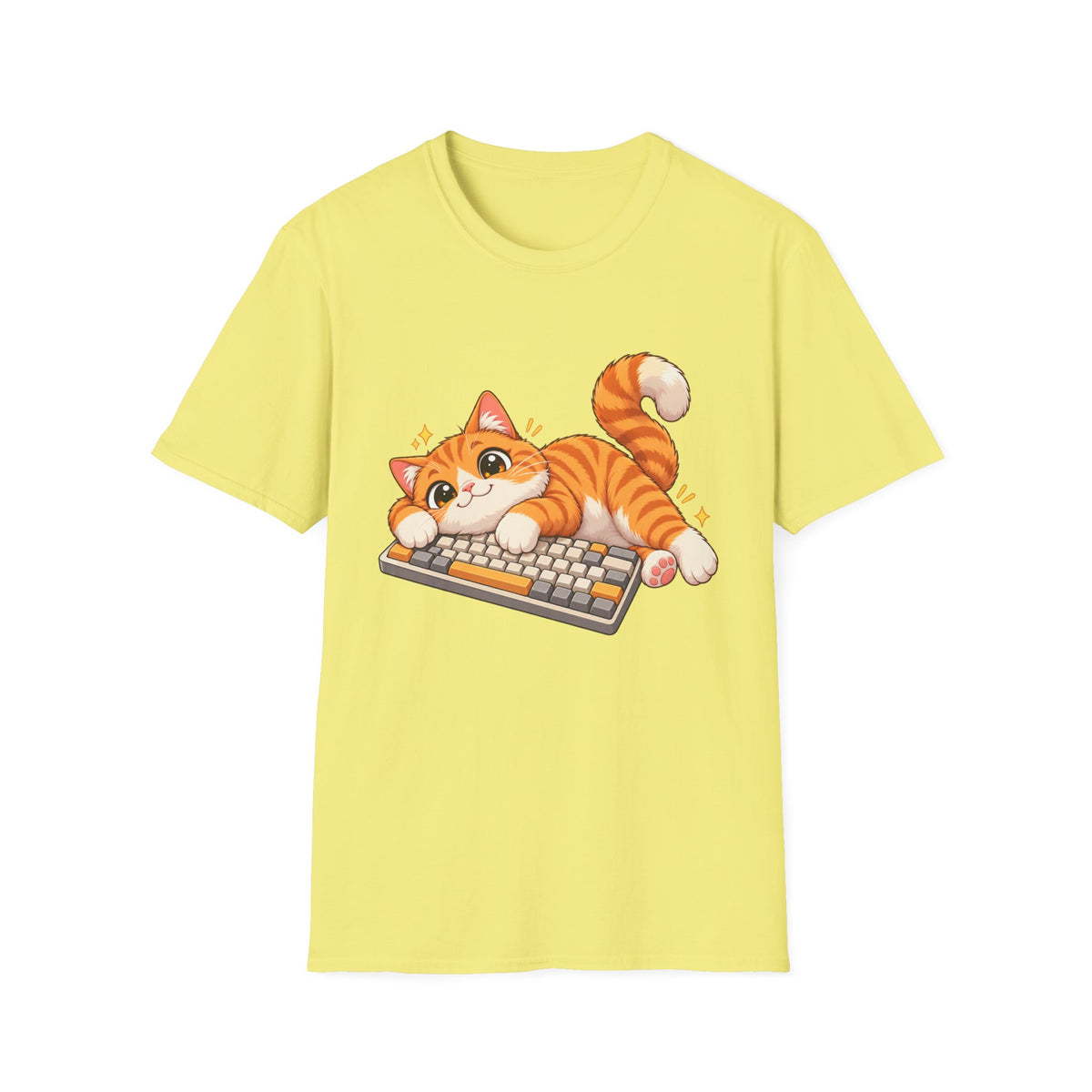 Cute Orange Kitty Playing on Keyboard T-Shirt