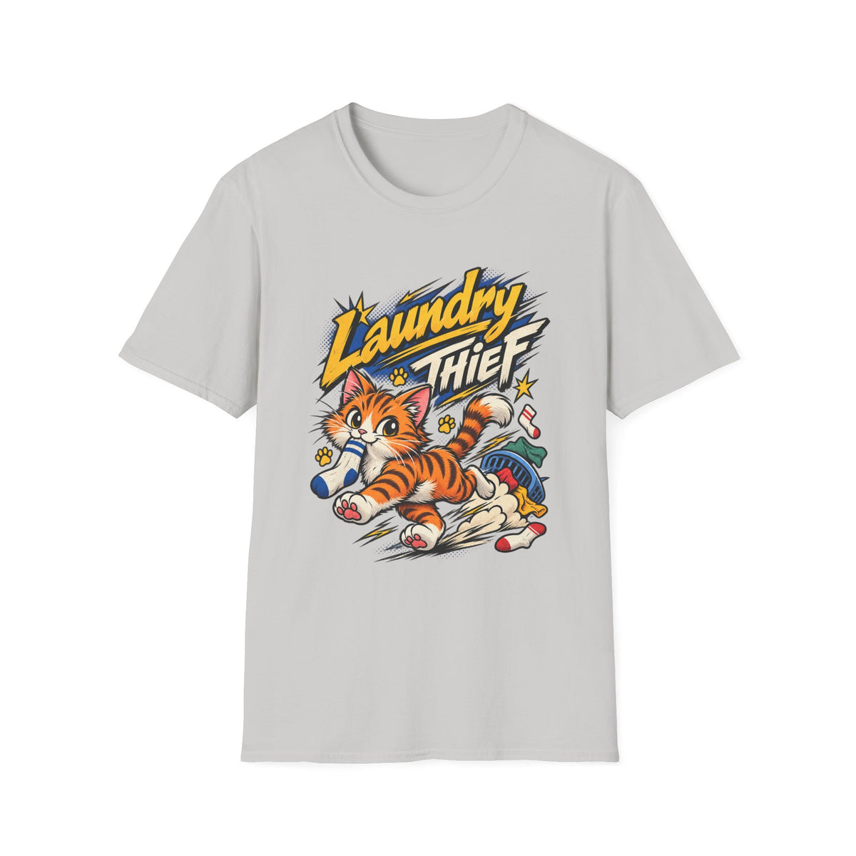 T-Shirt — 'Laundry Thief' Funny Cat Graphic Tee