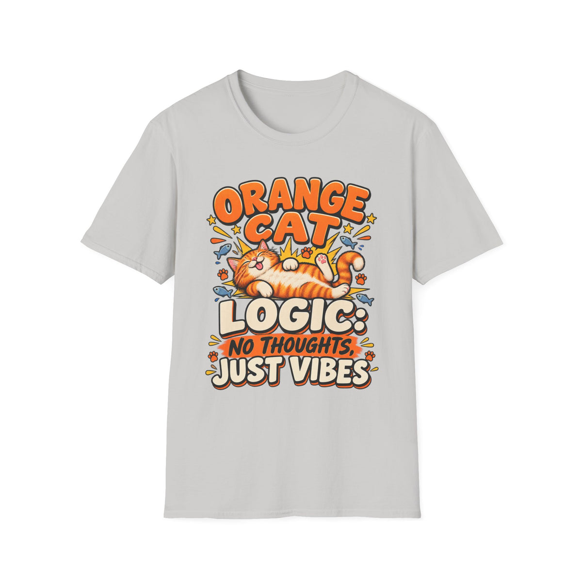 Orange Cat T‑Shirt — “Orange Cat Logic: No Thoughts, Just Vibes” Cute Retro Kitty Tee
