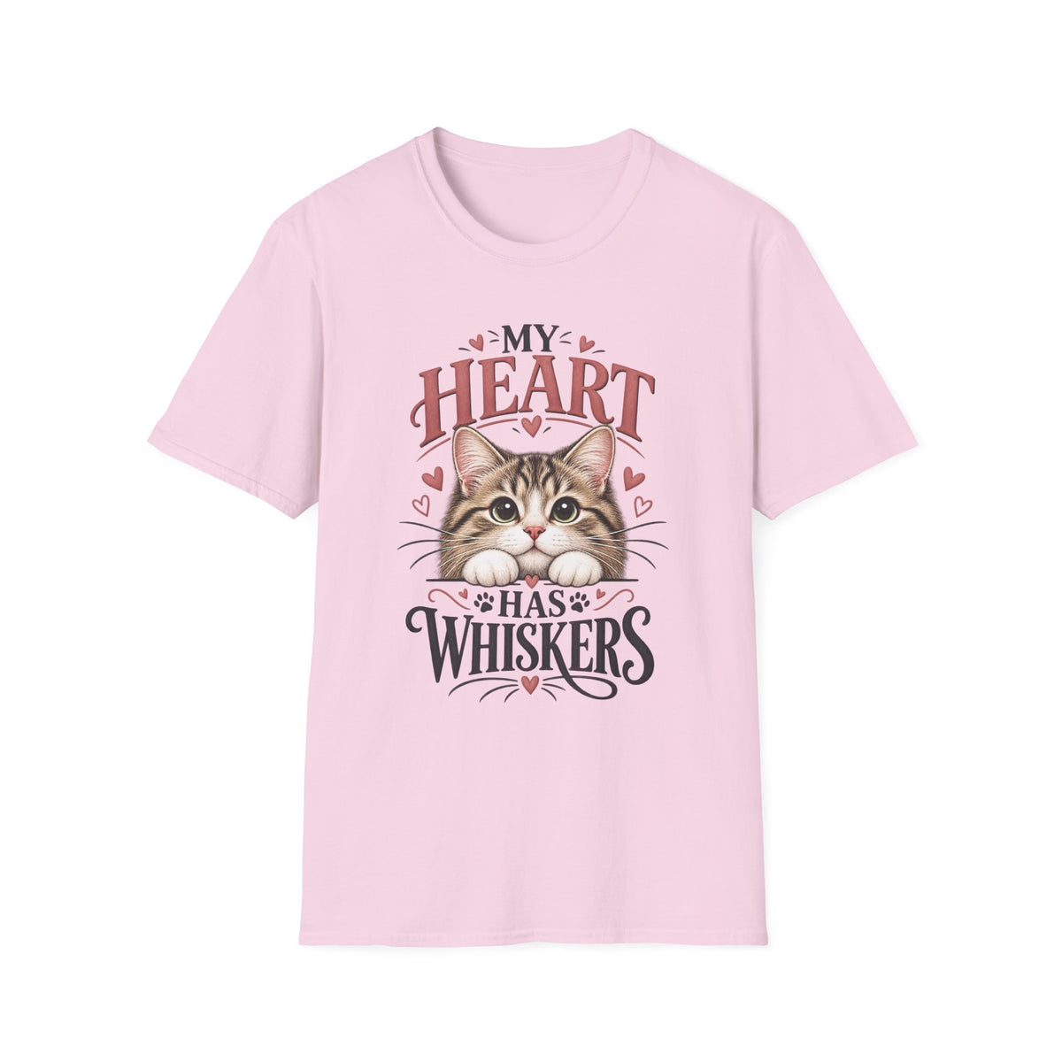 Cat T-Shirt — "My Heart Has Whiskers" Cute Kitten Tee for Cat Lovers