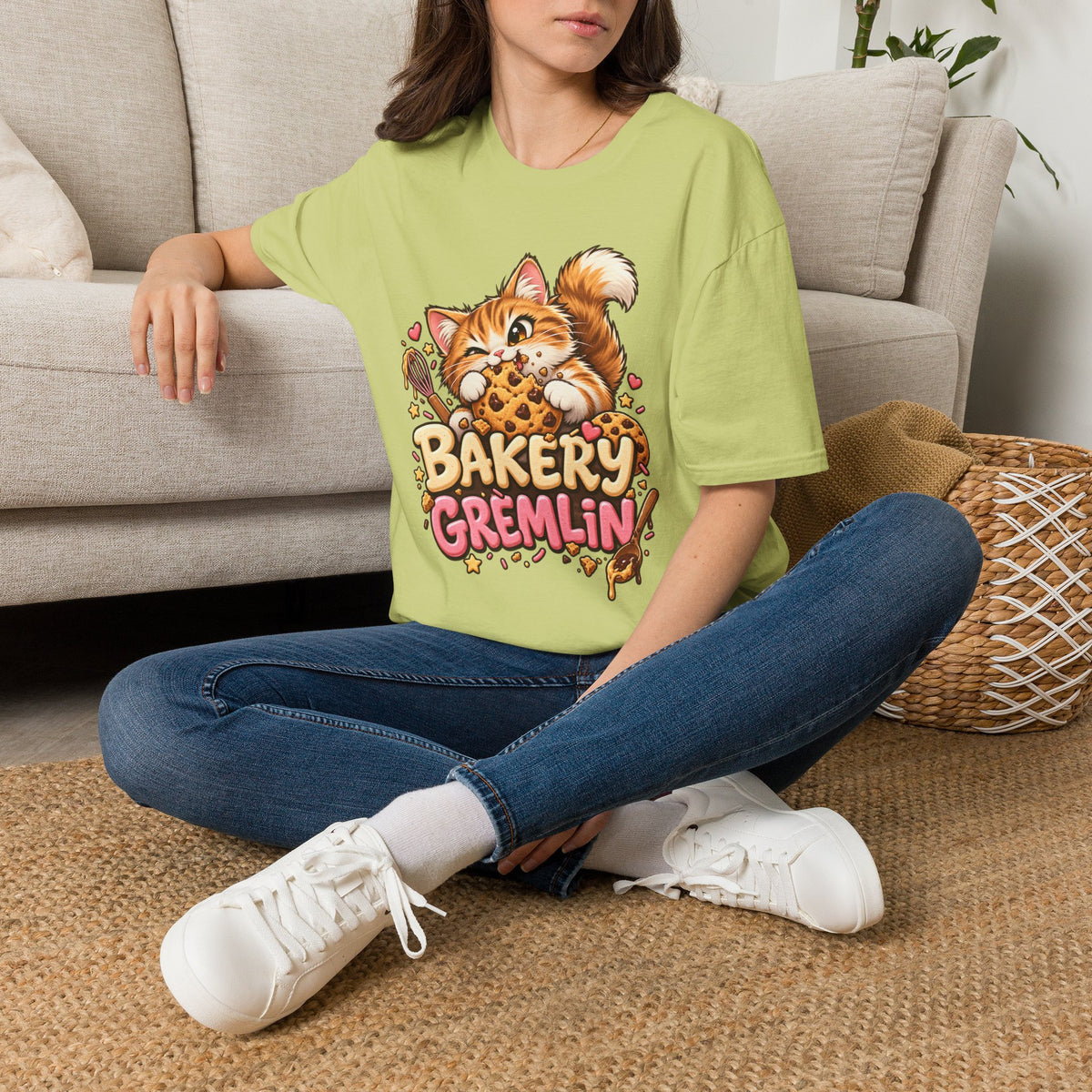 Bakery Gremlin Cat T-Shirt — Cute Cookie-Loving Kitty Graphic Tee