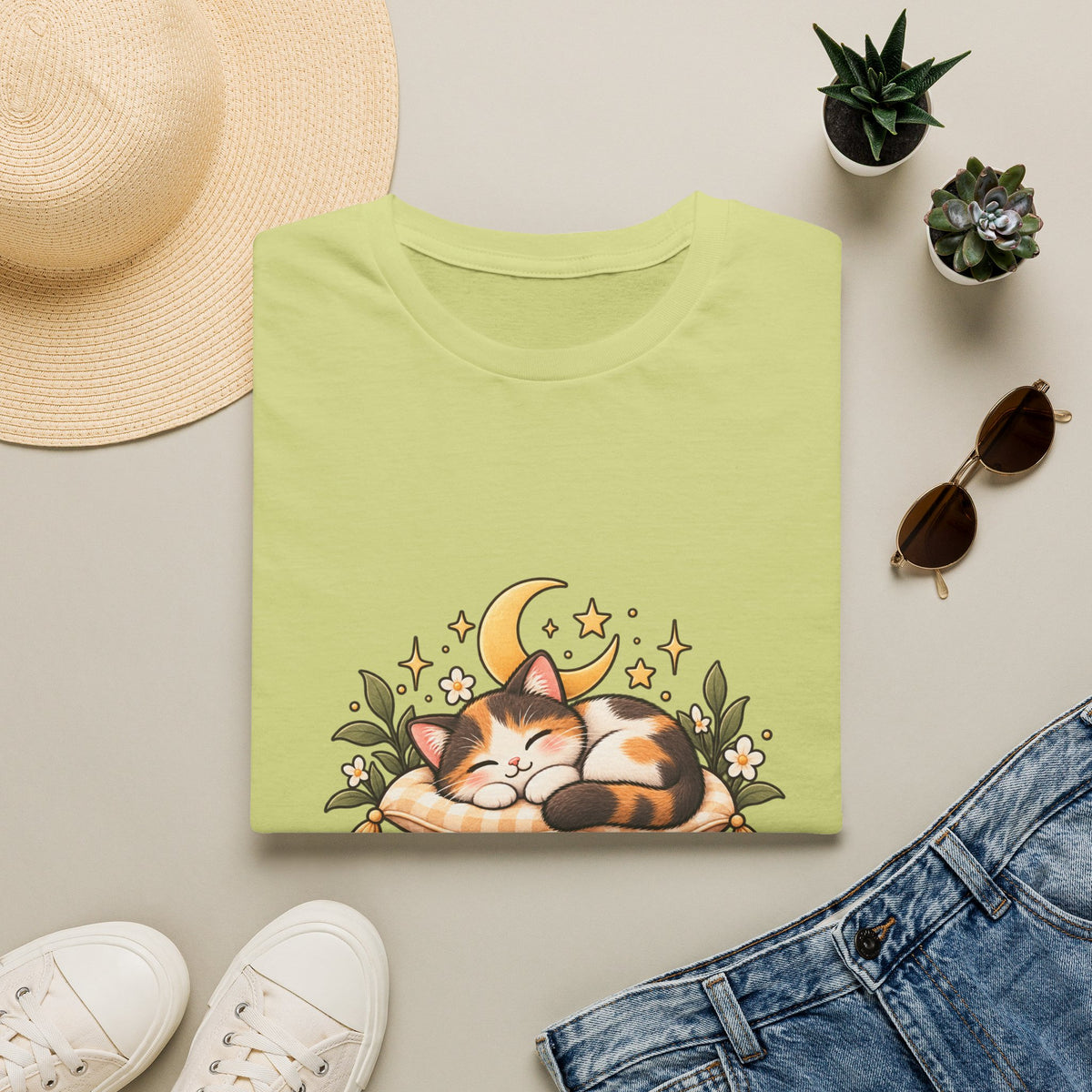 Cat Nap T-Shirt — Cute Sleeping Calico Cat Design