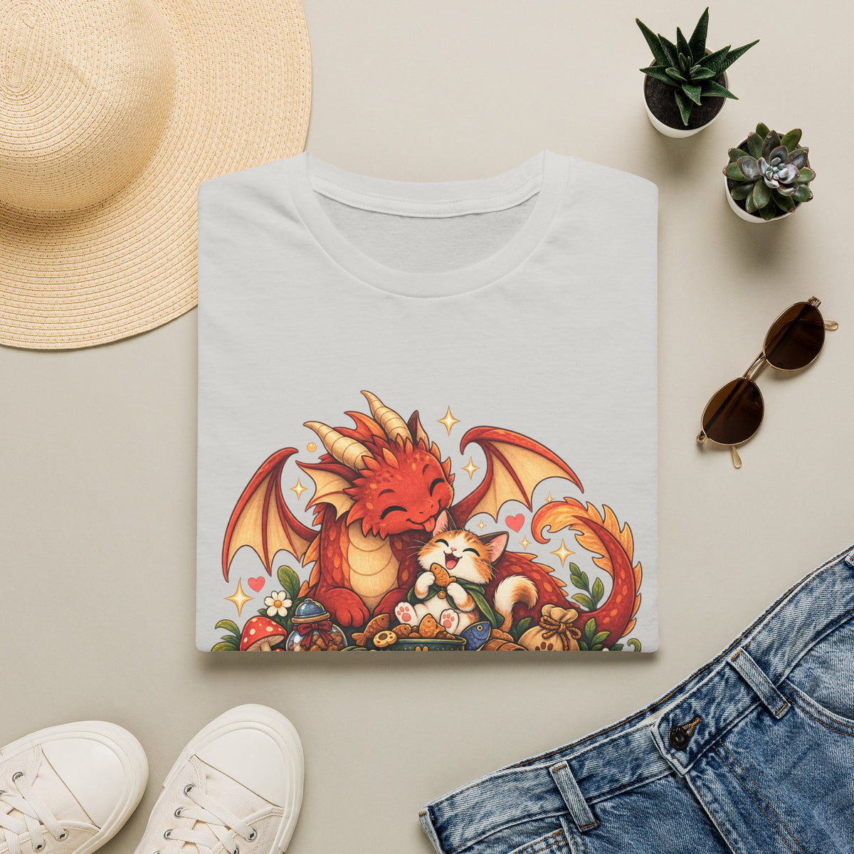 Dragon-Sized Appetite T-Shirt — Cute Dragon with Fox Comfort Tee