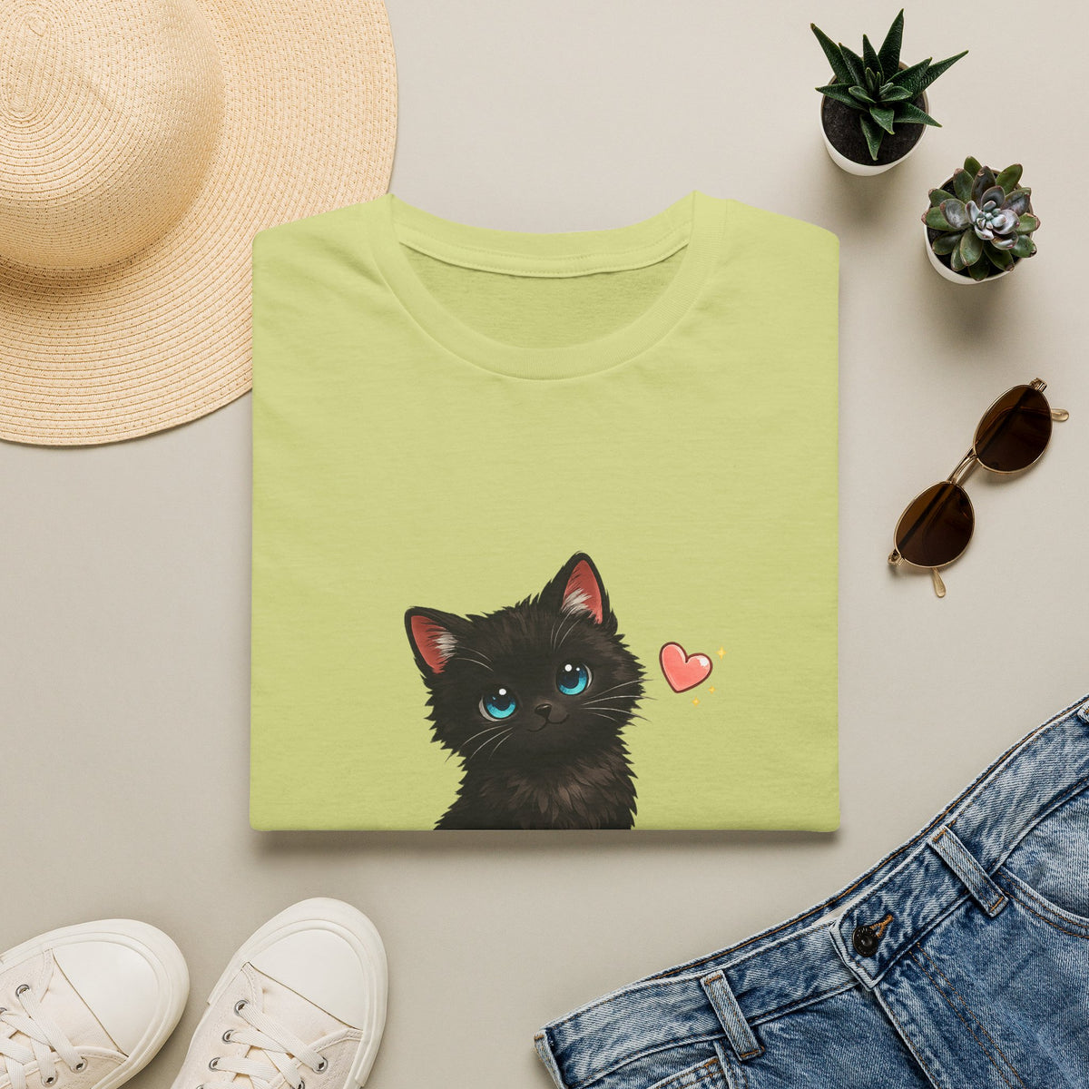 Black Kitten "I'm the Lucky One" T-Shirt — Cute Cat Graphic Tee for Cat Lovers
