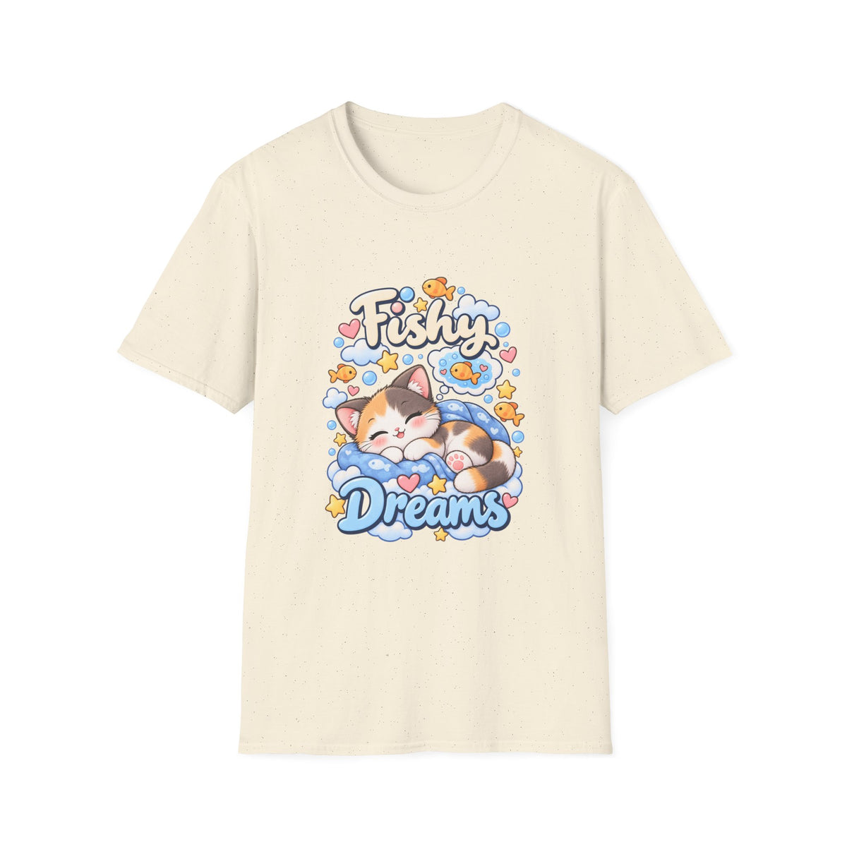 Fishy Dreams T-Shirt — Cute Cat & Goldfish Graphic Tee