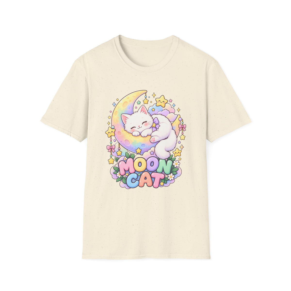 Moon Cat T-Shirt — Cute Sleeping Kitty on Crescent Moon