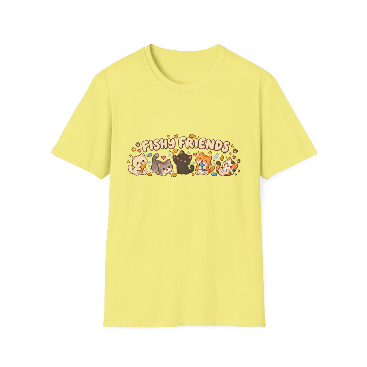 T-Shirt — Cute "Fishy Friends" Cat Graphic Tee | Kawaii Cat Lover Gift