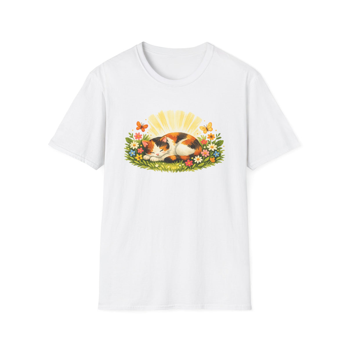 Calico Cat in Wildflower Sunrise T-Shirt