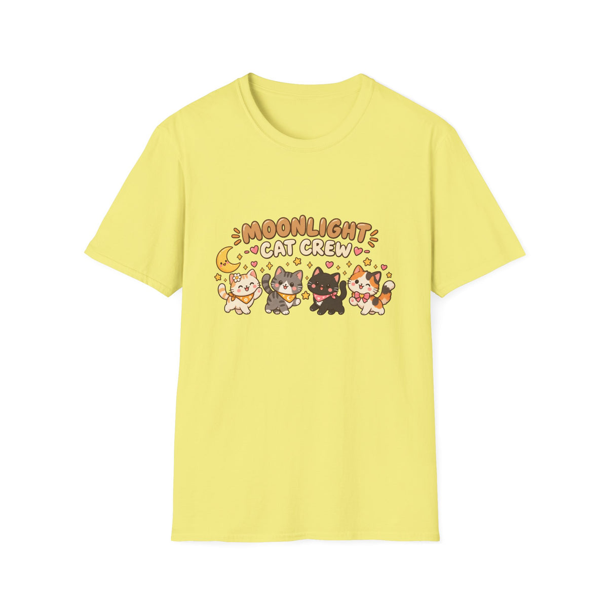 Moonlight Cat Crew T-Shirt — Cute Kawaii Cat Graphic Tee