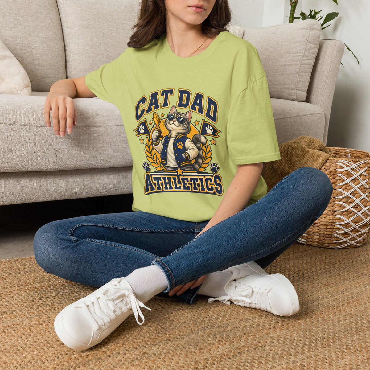 Cat Dad T-Shirt — Retro Athletic Cat Dad Graphic Tee