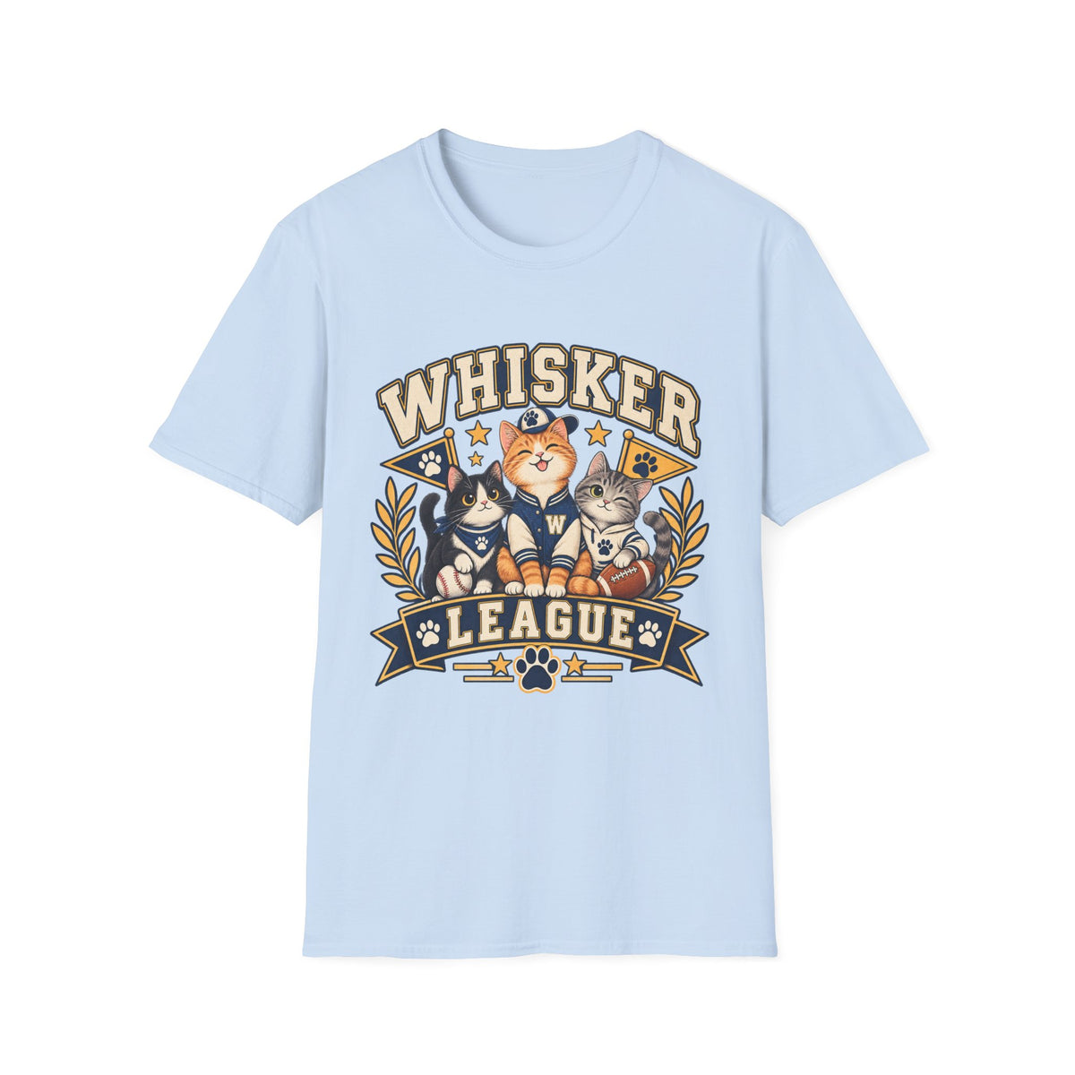 Whisker League Cat T-Shirt — Vintage Athletic Kitten Crew Tee