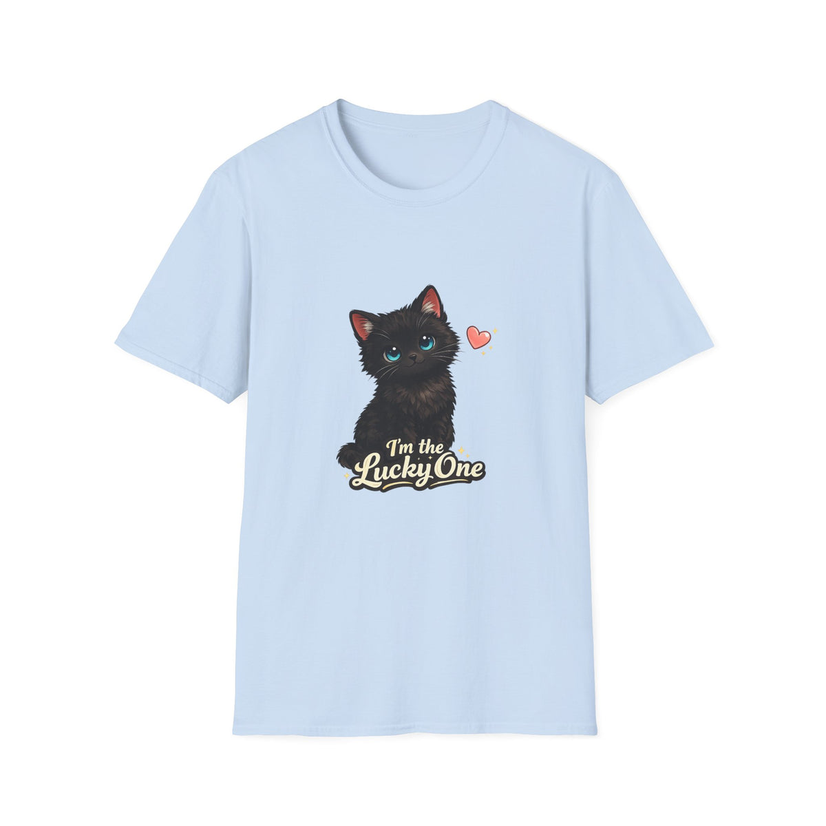 Black Kitten "I'm the Lucky One" T-Shirt — Cute Cat Graphic Tee for Cat Lovers