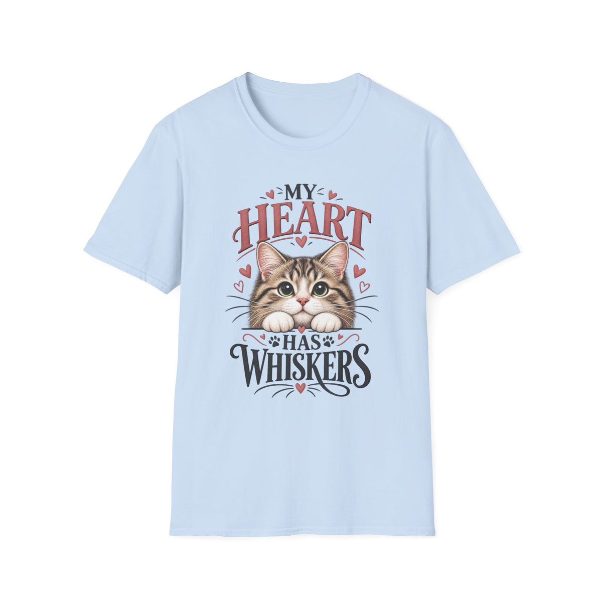 Cat T-Shirt — "My Heart Has Whiskers" Cute Kitten Tee for Cat Lovers