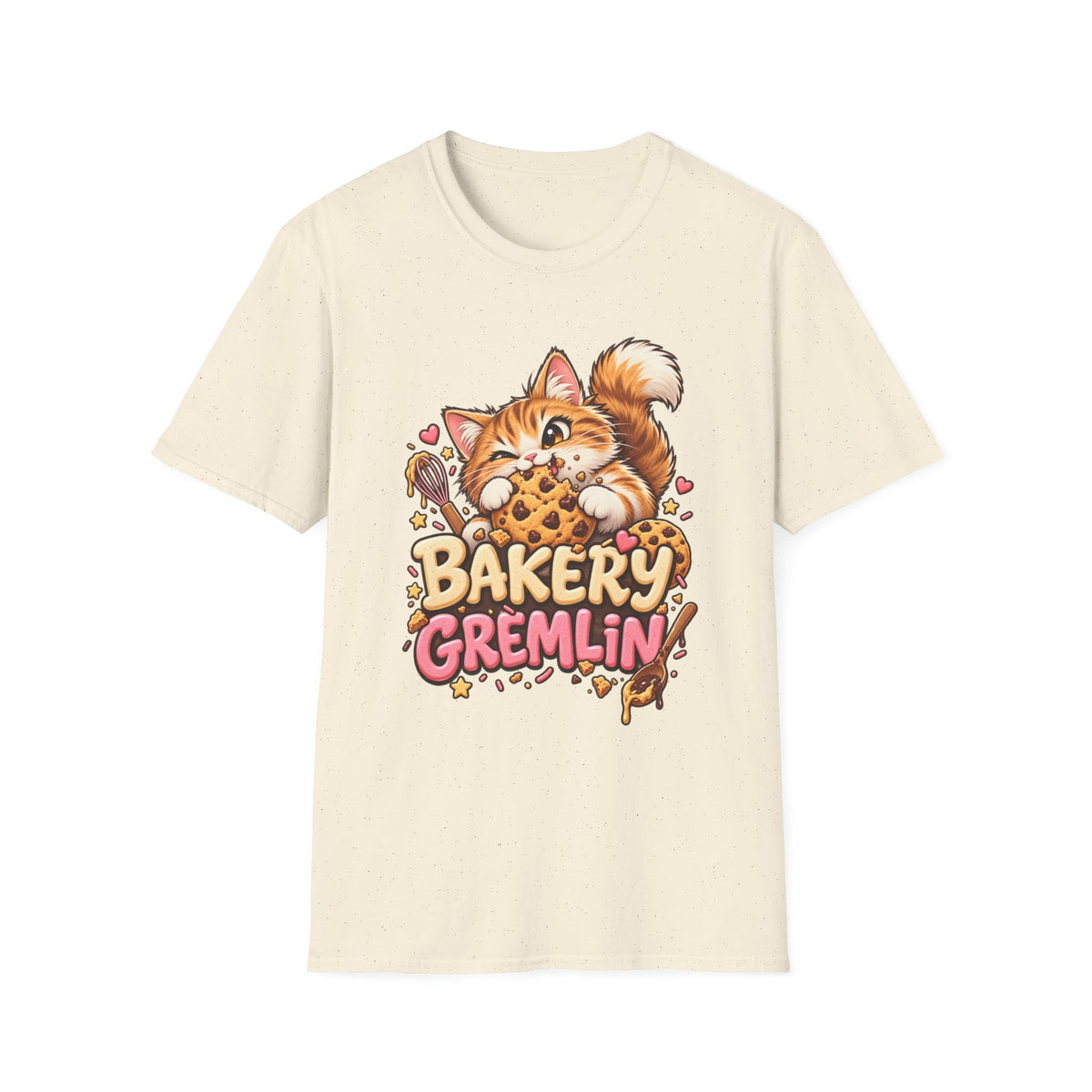 Bakery Gremlin Cat T-Shirt — Cute Cookie-Loving Kitty Graphic Tee