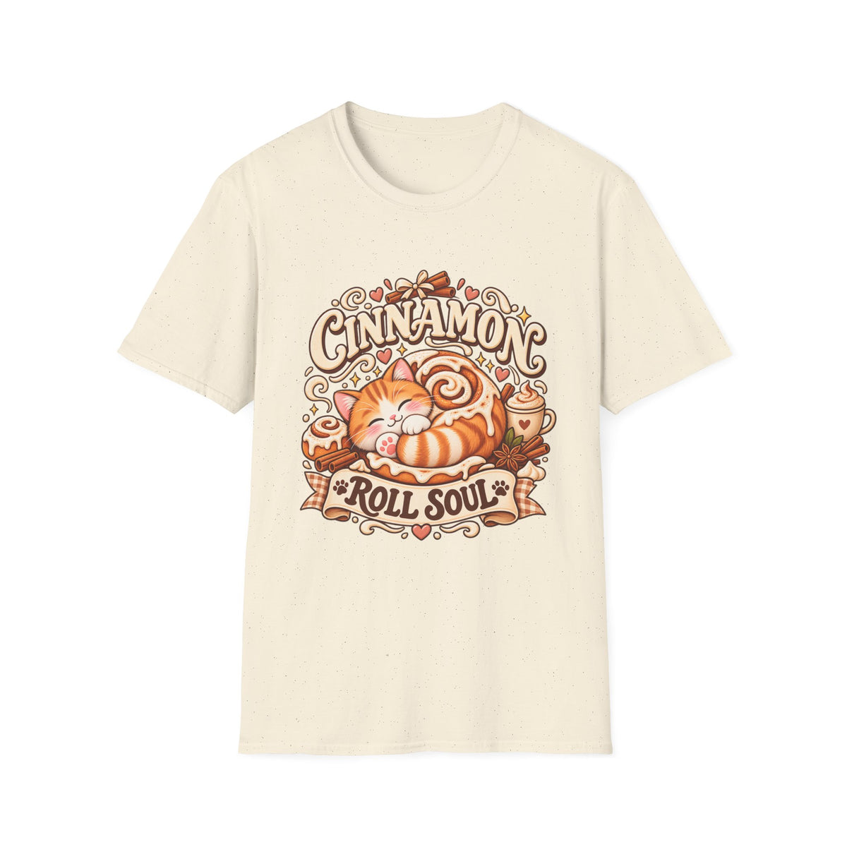 T-Shirt — "Cinnamon Roll Soul" Cute Cat & Pastry Graphic Tee