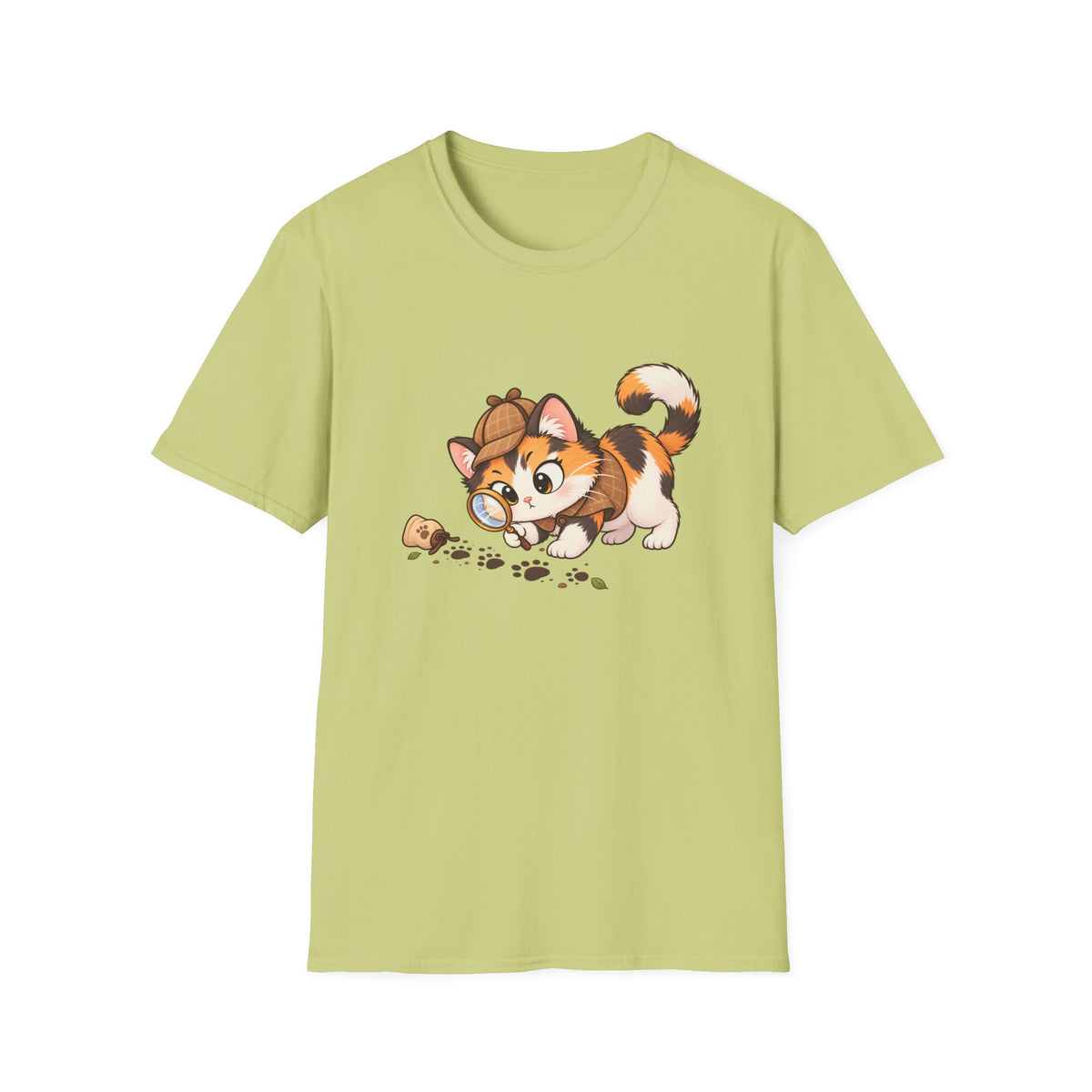 Detective Kitten T‑Shirt — Cute Calico Cat in Sherlock Hat Tee