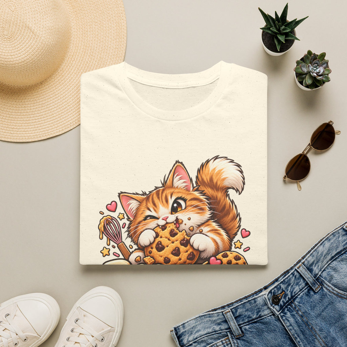 Bakery Gremlin Cat T-Shirt — Cute Cookie-Loving Kitty Graphic Tee