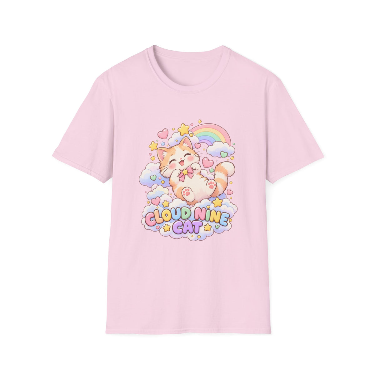 Cloud Nine Cat T-Shirt — Cute Rainbow Kitty Graphic Tee