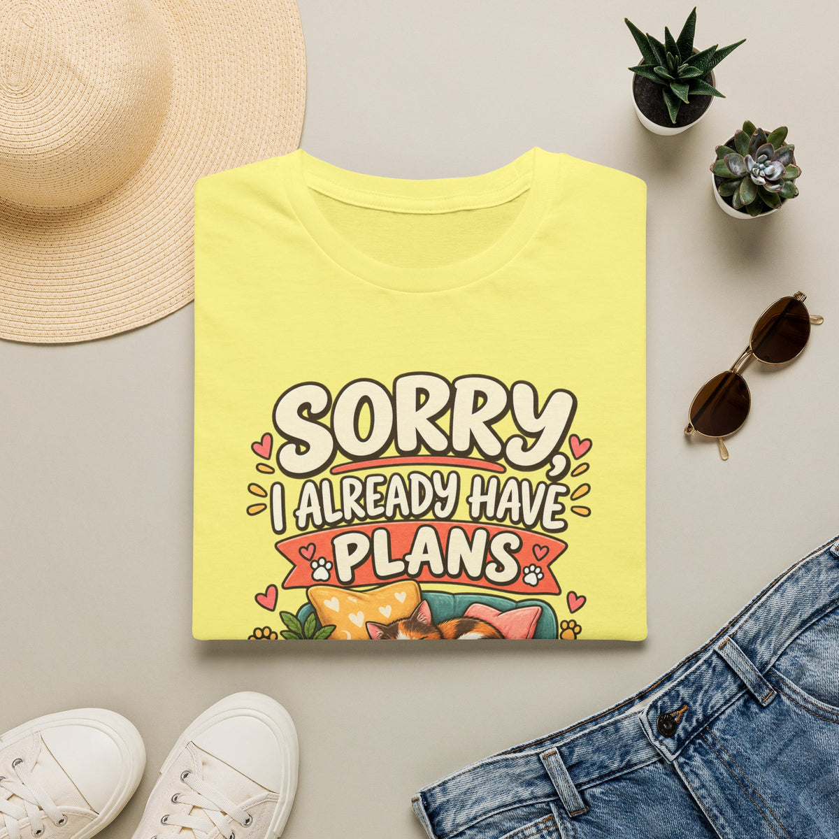 Sorry I Already Have Plans With My Cat T-Shirt — Cute Cat Lover Tee