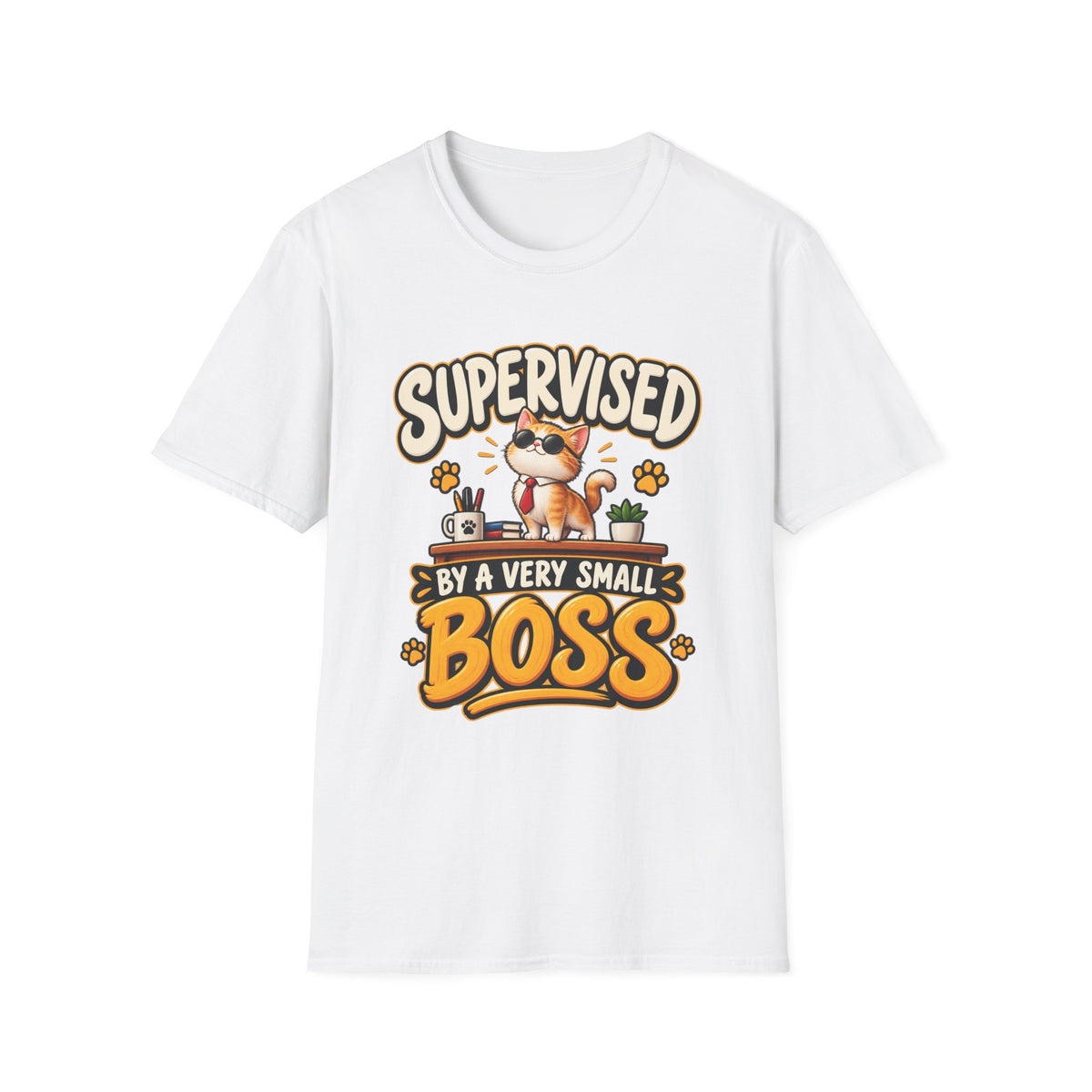 Supervised by a Very Small Boss T-Shirt — Cute Cat Supervisor Graphic Tee