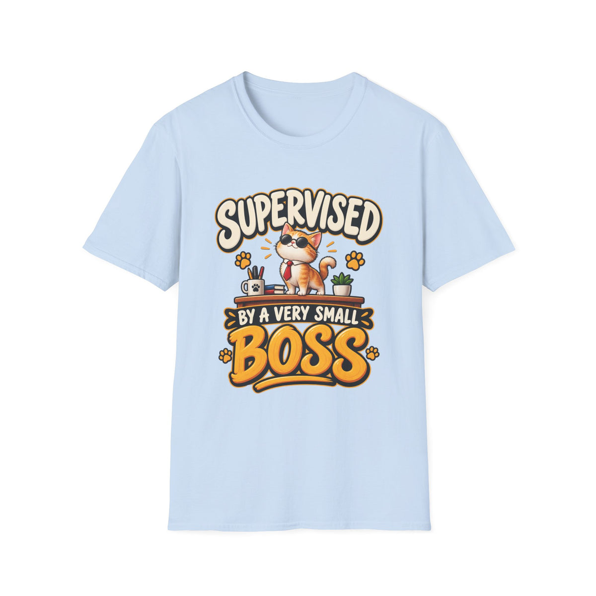 Supervised by a Very Small Boss T-Shirt — Cute Cat Supervisor Graphic Tee